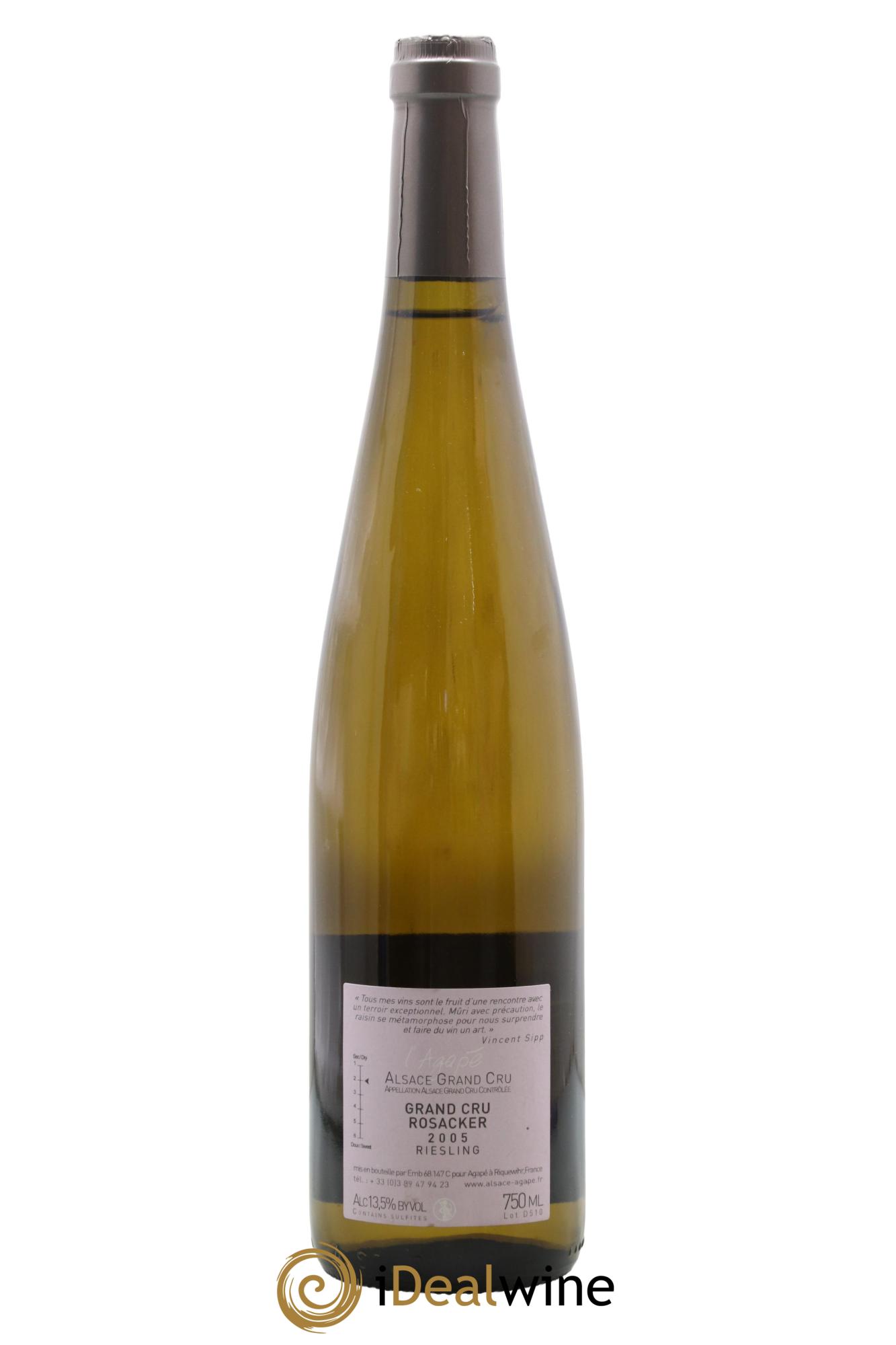 Alsace Riesling Grand Cru Rosacker Domaine Agapé 2005 - Posten von 1 Flasche - 1