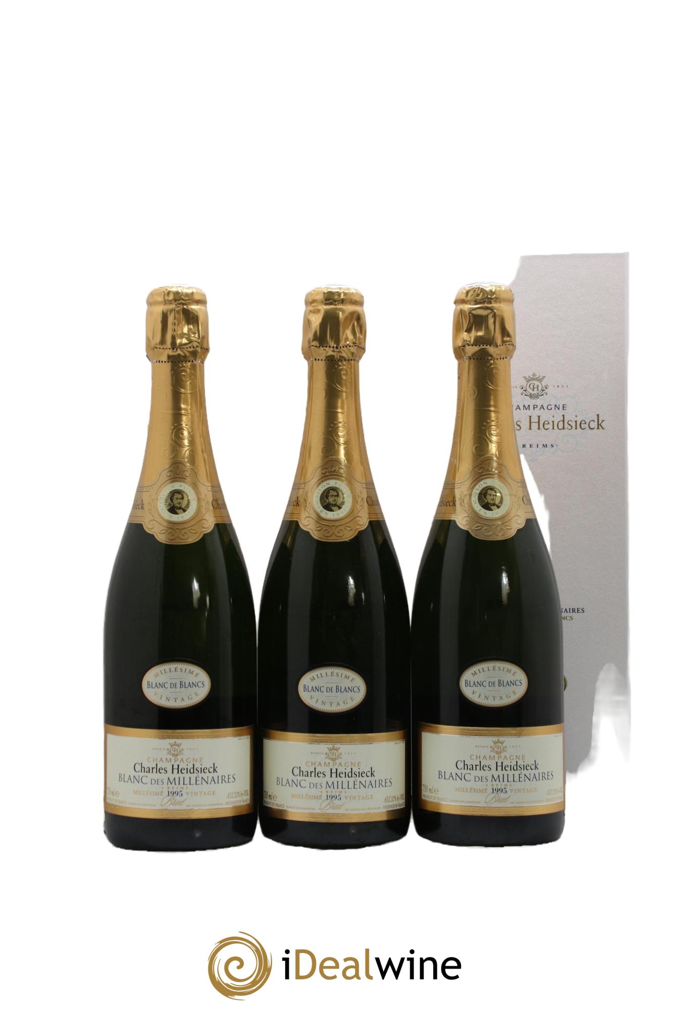 Blanc de Blancs Blanc des Millénaires Brut Charles Heidsieck 1995 - Lot of 3 bottles - 2