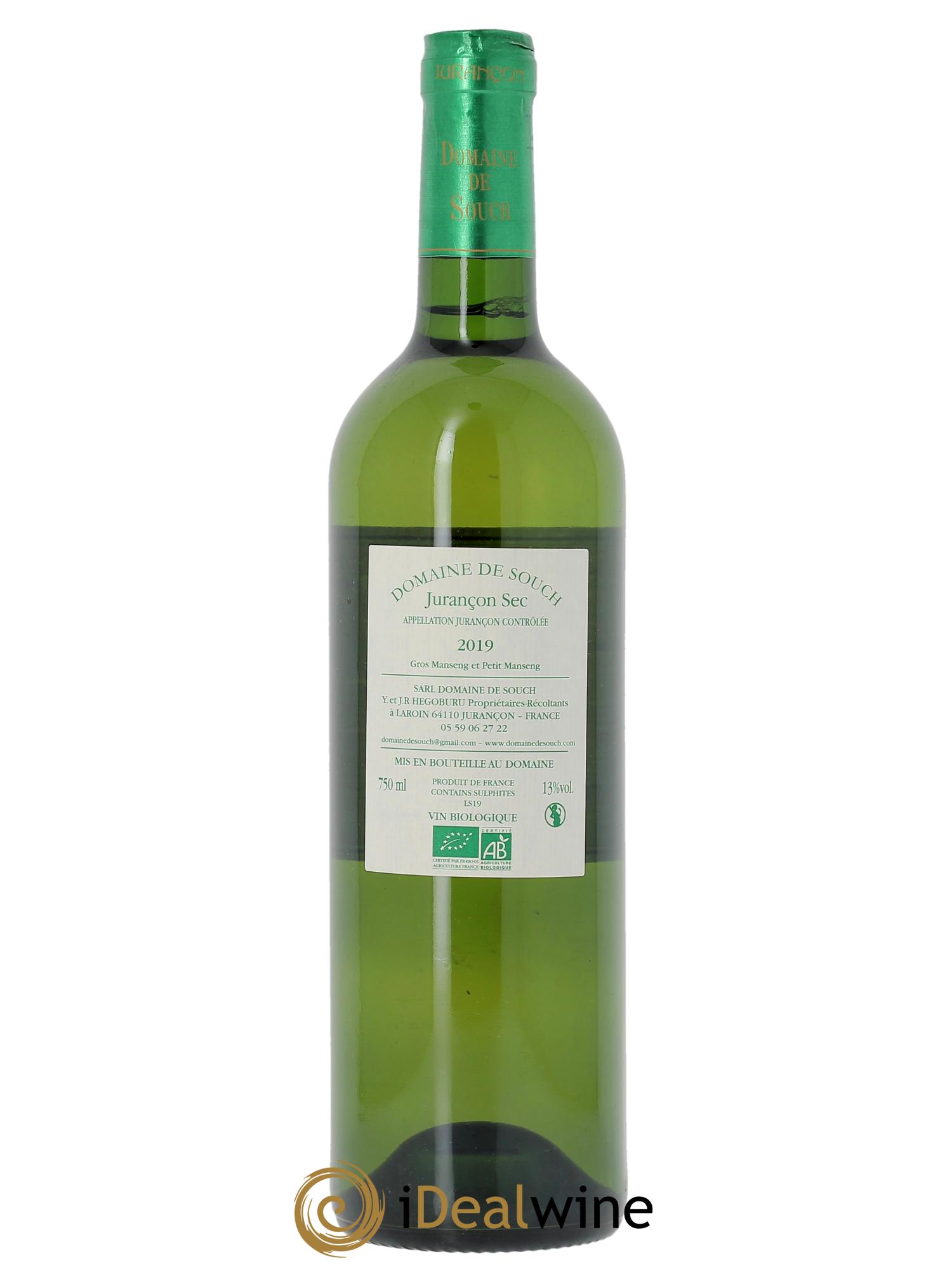 Jurançon sec Souch (Domaine de)  2019 - Lot de 1 bouteille - 1