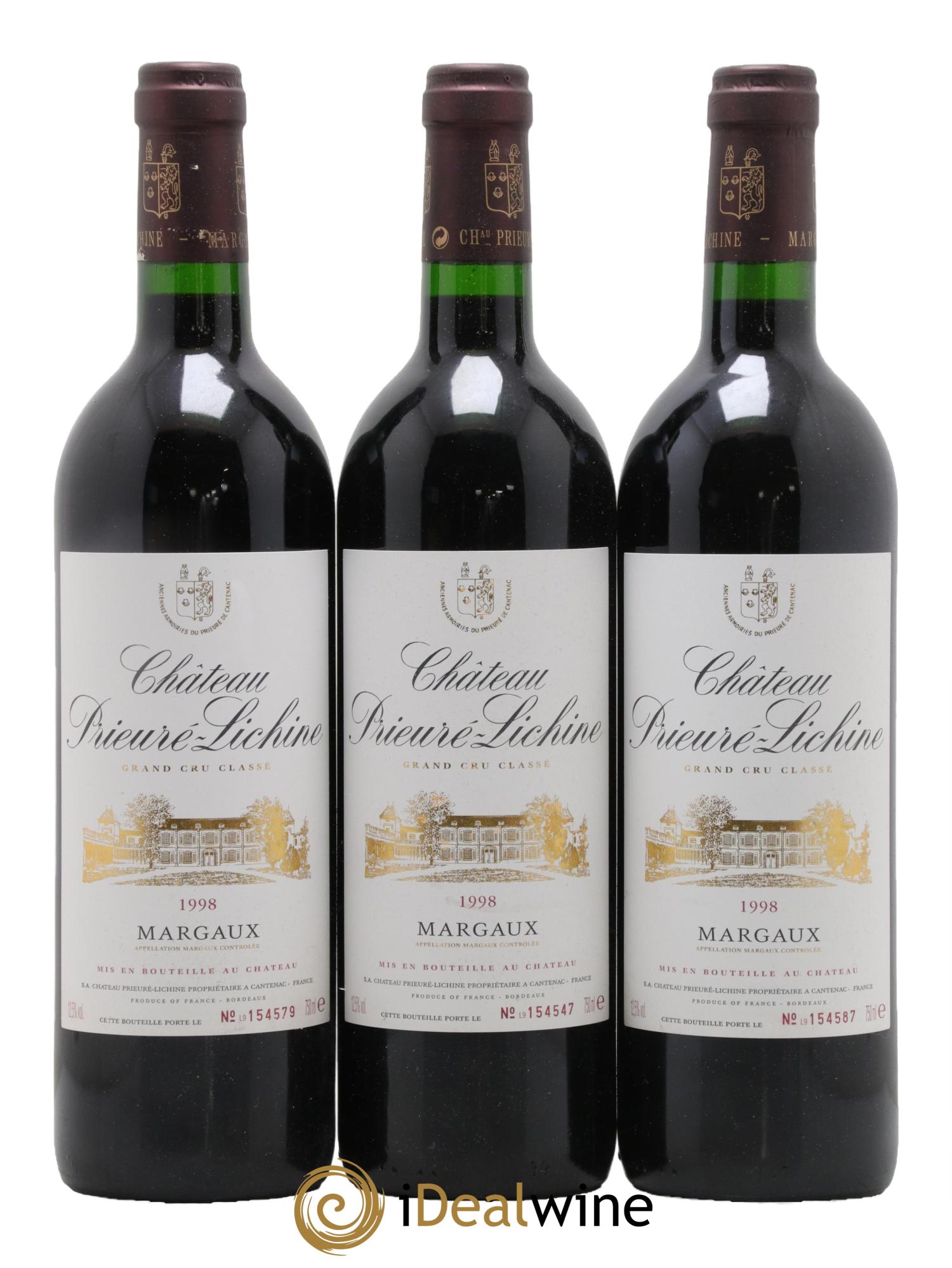 Château Prieuré Lichine 4ème Grand Cru Classé 1998 - Posten von 6 Flaschen - 1