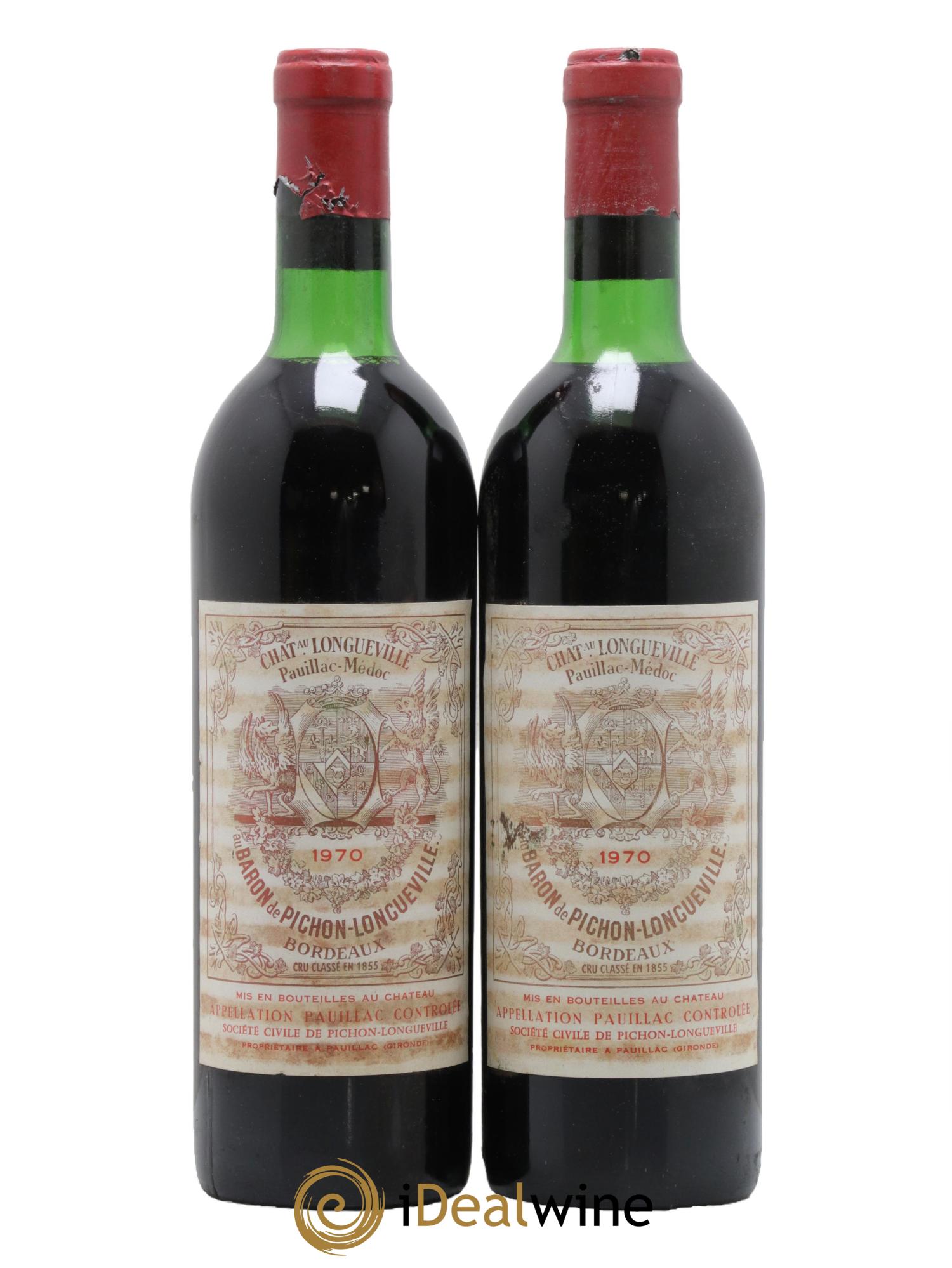 Pichon Longueville Baron 2ème Grand Cru Classé 1970 - Lot of 2 bottles - 0