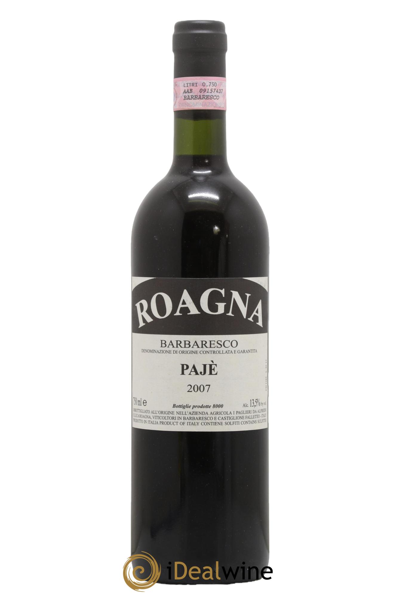 Barbaresco DOCG Pajè Roagna 2007 - Lot de 1 bouteille - 0