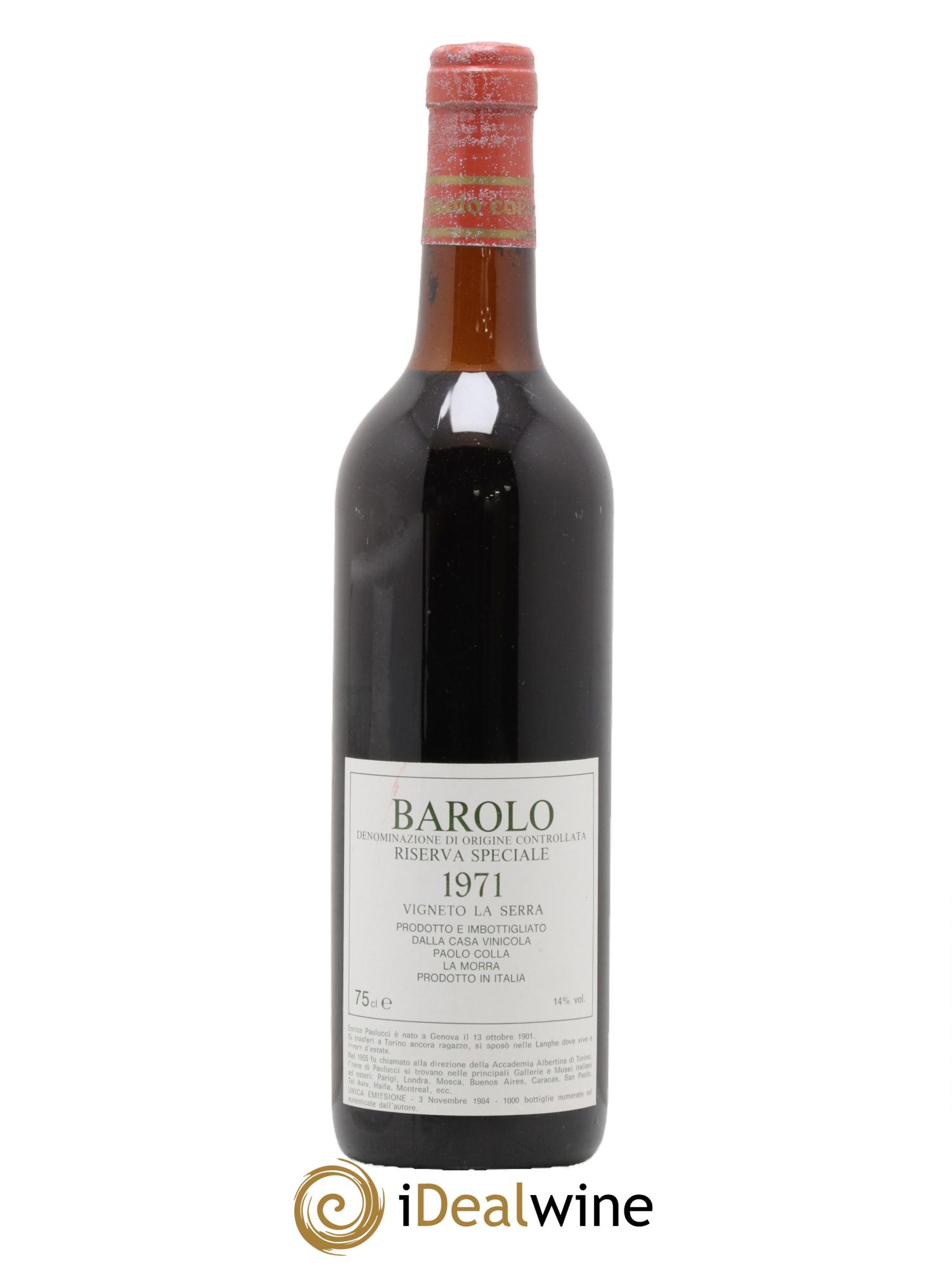 Barolo DOCG Riserva Speciale Paolo Colla La Morra 1971 - Lotto di 1 bottiglia - 1