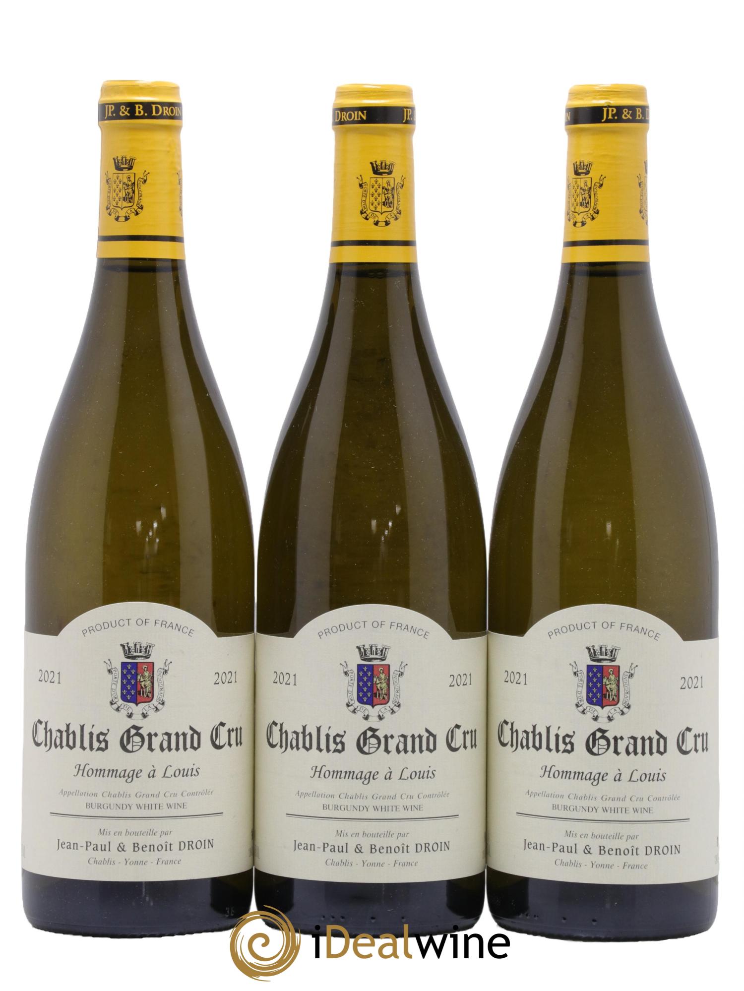 Chablis Grand Cru Hommage à Louis Jean-Paul & Benoît Droin (Domaine) 2021 - Posten von 3 Flaschen - 0