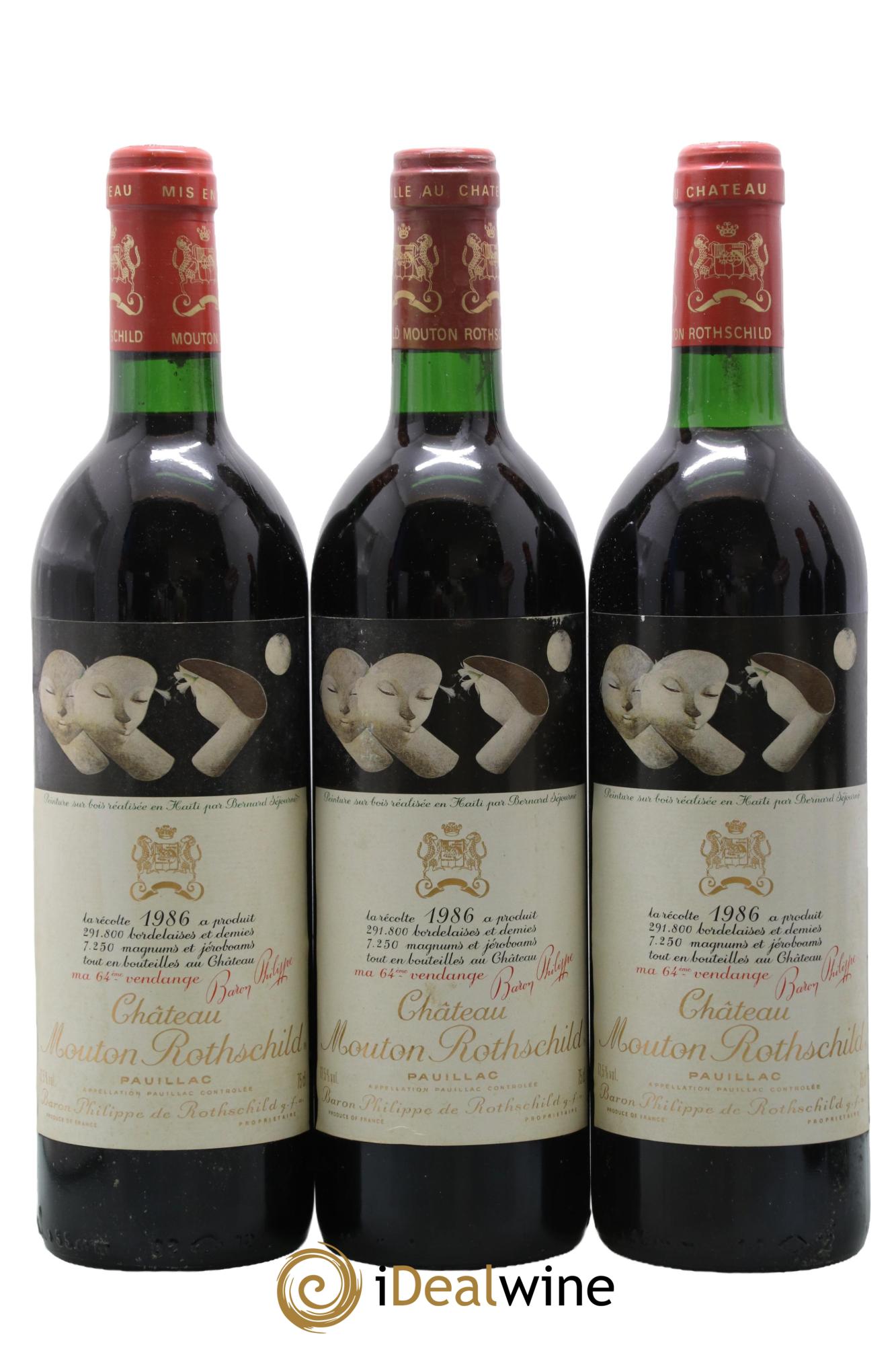 Château Mouton Rothschild 1er Grand Cru Classé 1986 - Posten von 3 Flaschen - 0