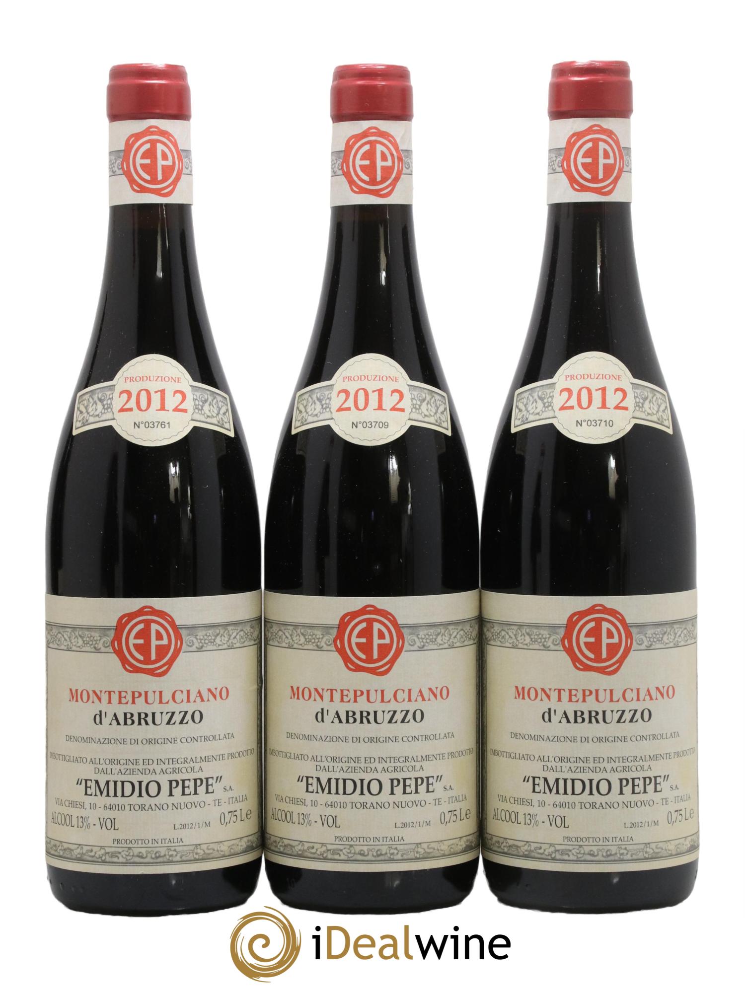 Montepulciano d'Abruzzo DOC Emidio Pepe 2012 - Lot of 3 bottles - 0