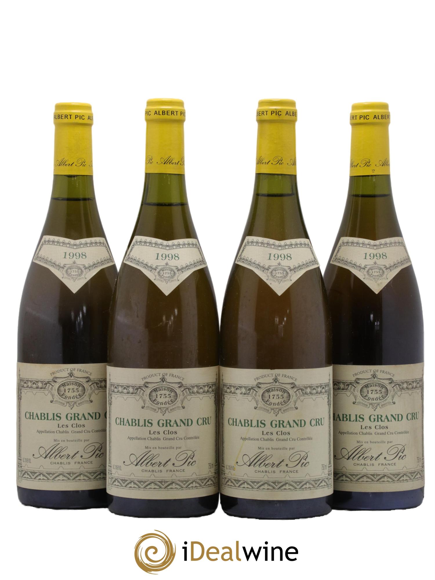 Chablis Grand Cru Les Clos Pic Albert 1998 - Lot de 4 bouteilles - 0