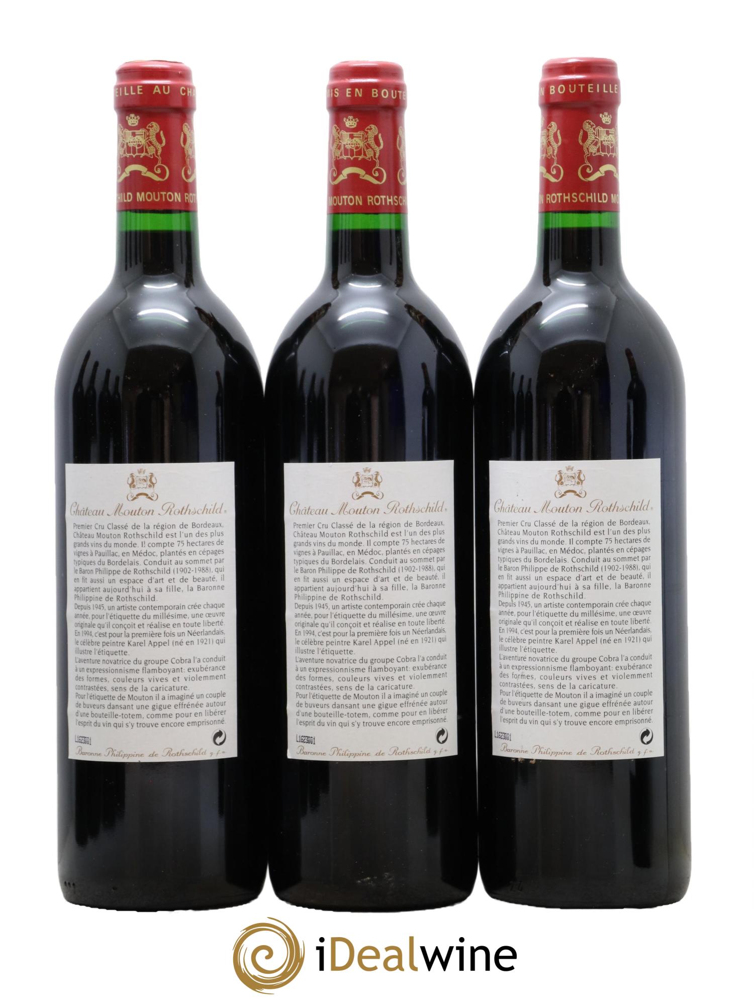 Château Mouton Rothschild 1er Grand Cru Classé 1994 - Posten von 3 Flaschen - 1