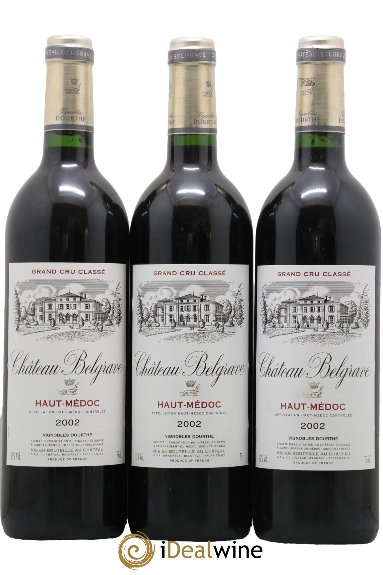 Château Belgrave 5ème Grand Cru Classé 2002 - Lot of 3 bottles - 0