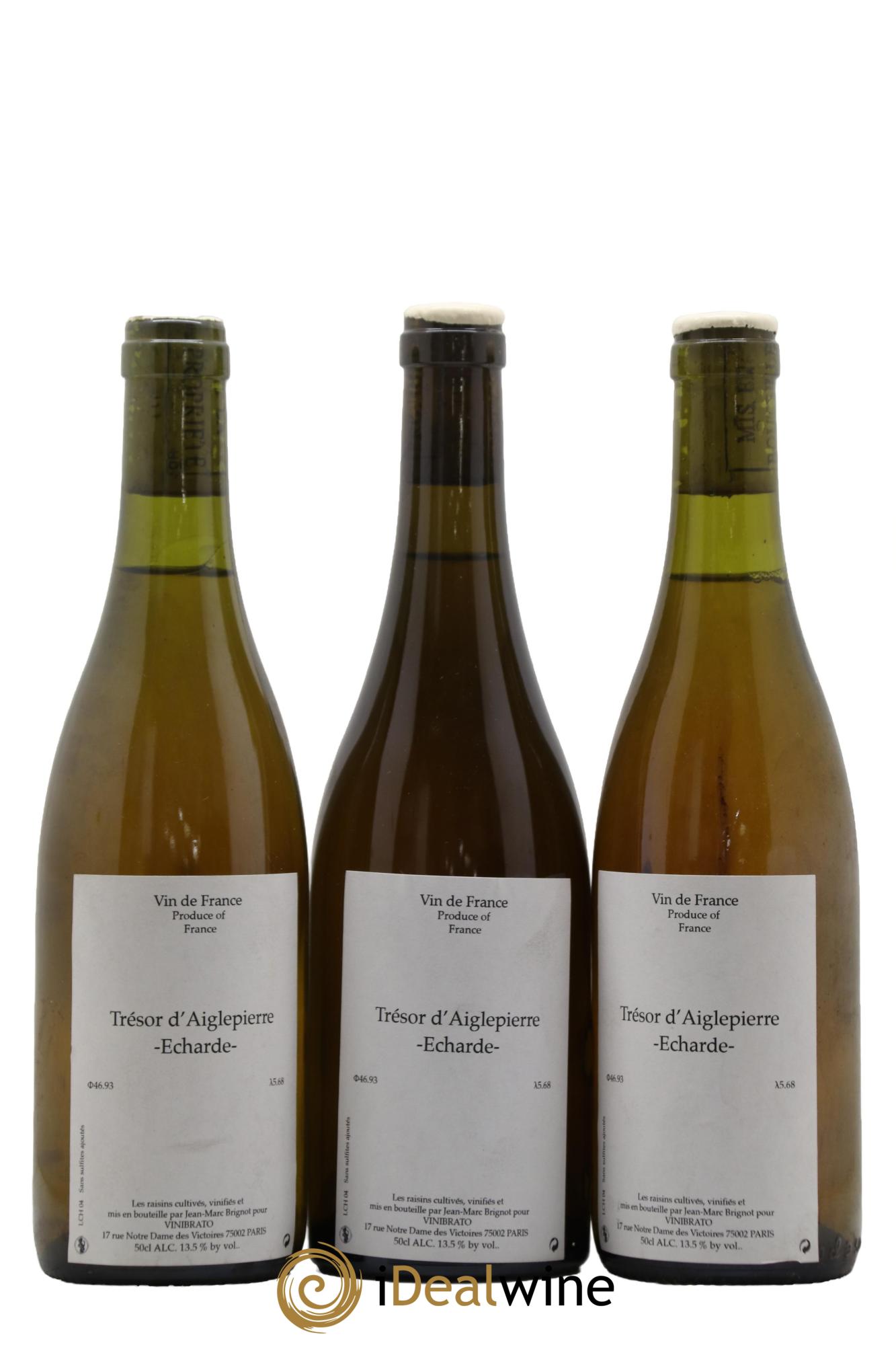 Vin de France Trésor d'Aiglepierre - Echarde Jean-Marc Brignot 2004 - Lot de 3 format 50cls - 0