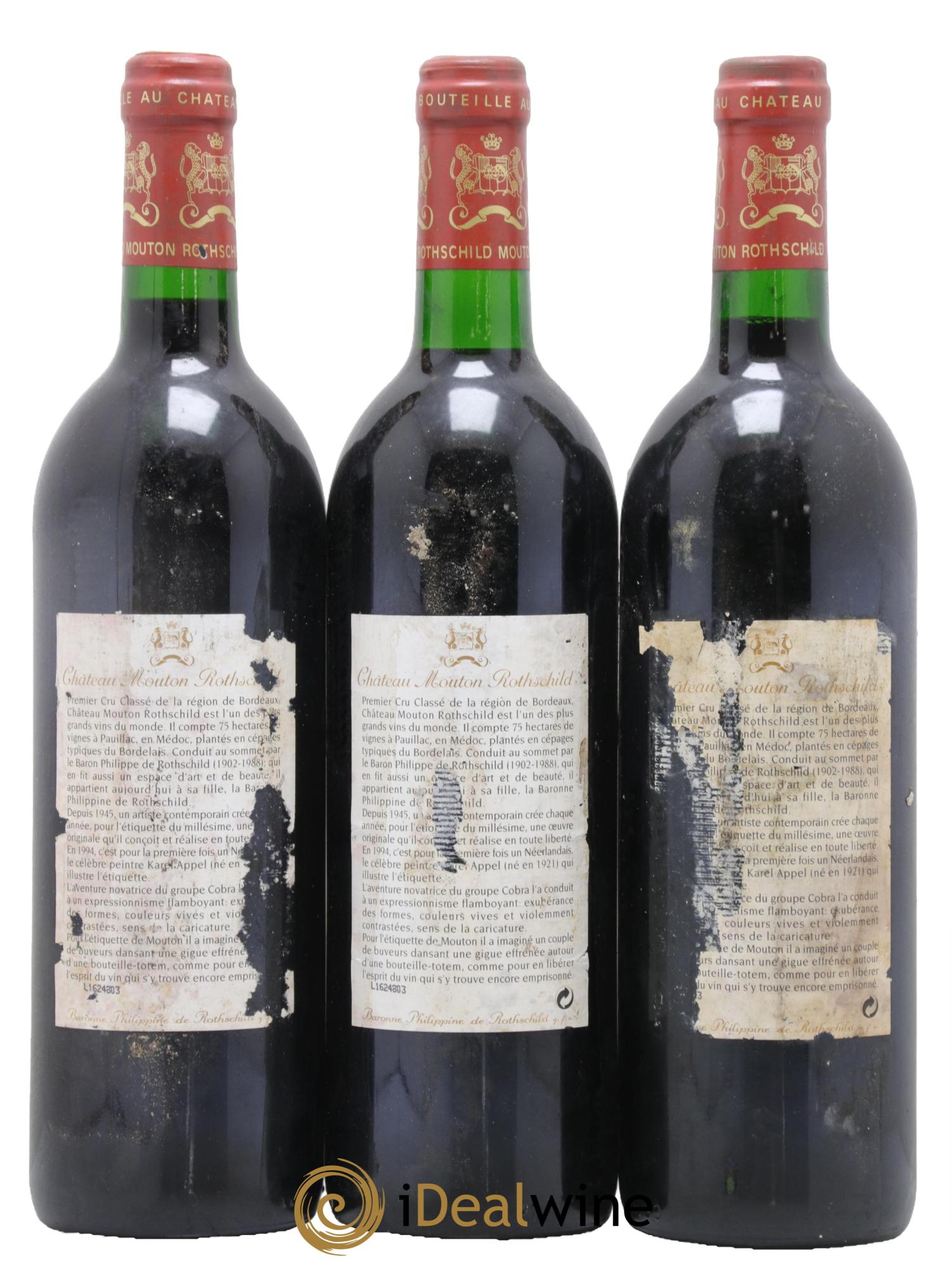 Château Mouton Rothschild 1er Grand Cru Classé 1994 - Lotto di 3 bottiglie - 1