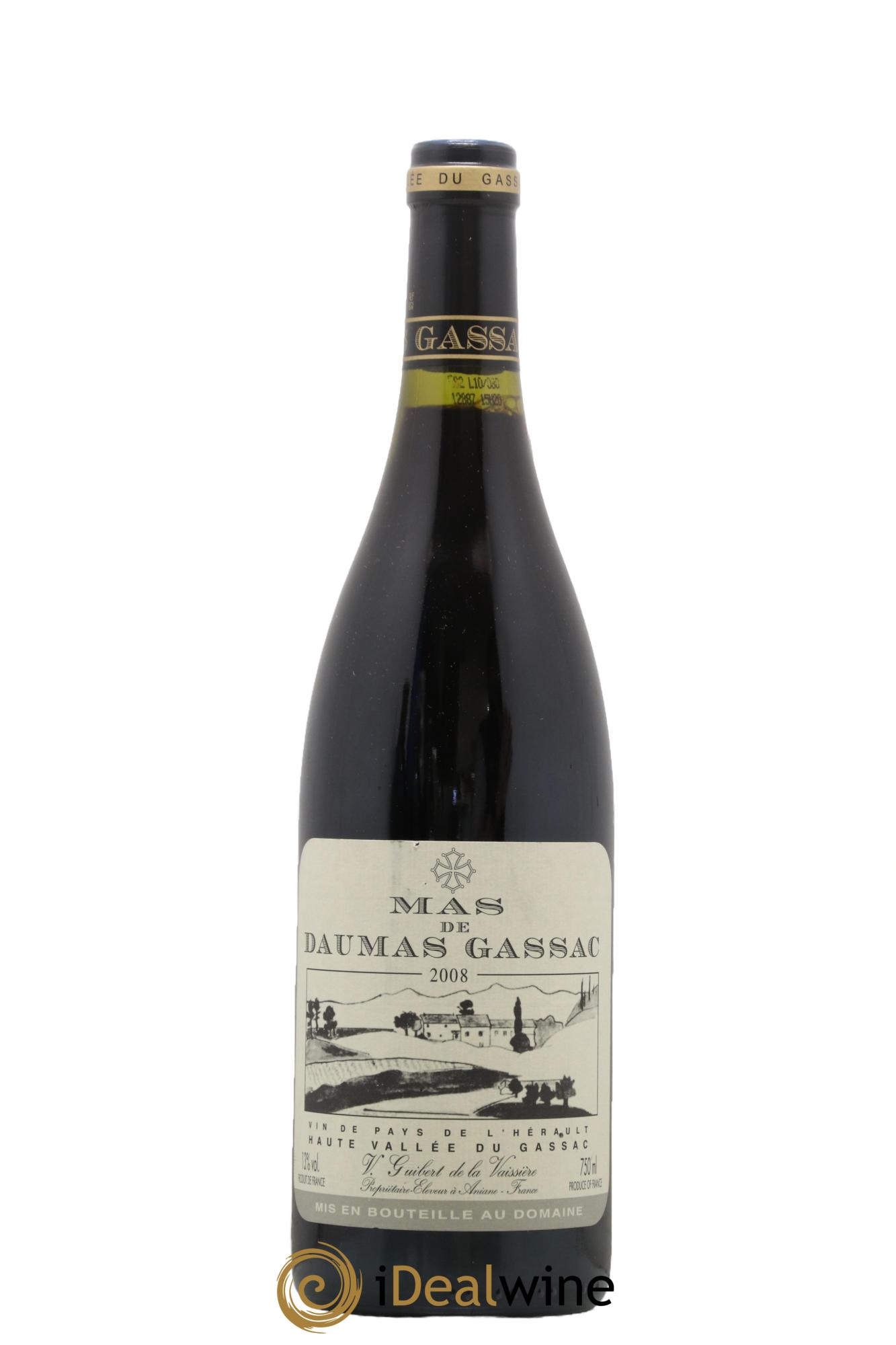 IGP St Guilhem-le-Désert - Cité d'Aniane Mas Daumas Gassac Famille Guibert de La Vaissière 2008 - Lot de 1 bouteille - 0