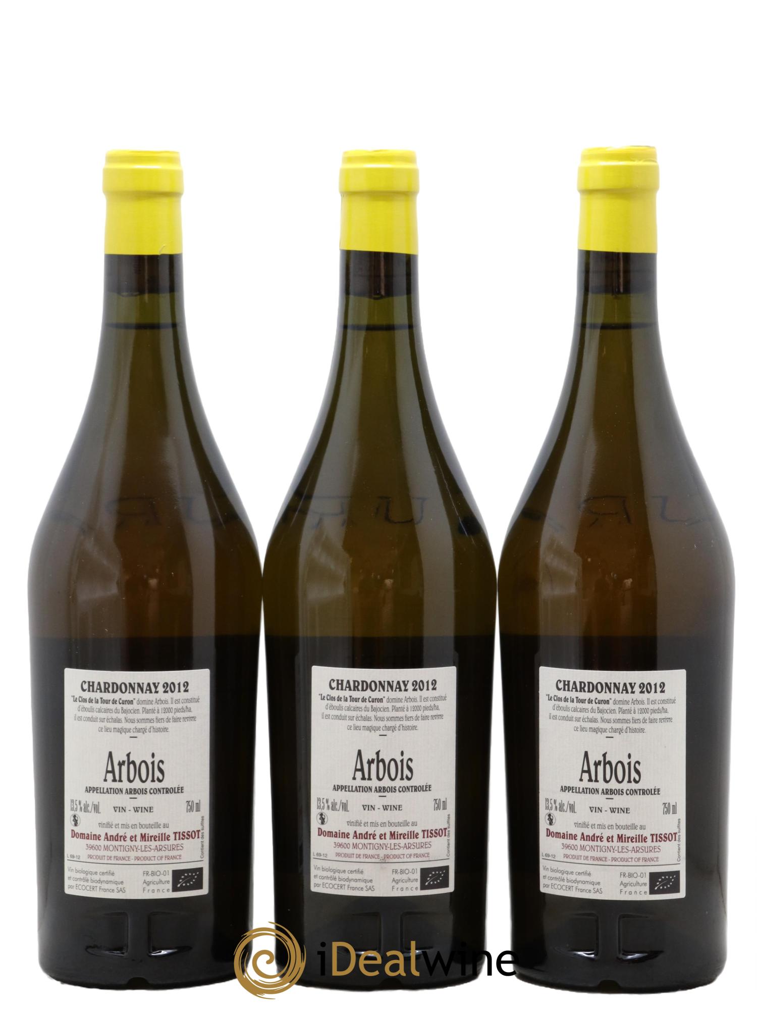 Arbois Chardonnay Le Clos de la Tour de Curon Bénédicte et Stéphane Tissot  2012 - Lotto di 3 bottiglie - 1