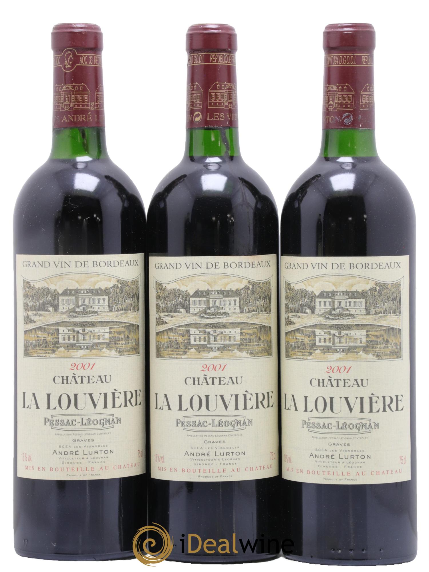 Château la Louvière 2001 - Lot de 3 bouteilles - 0