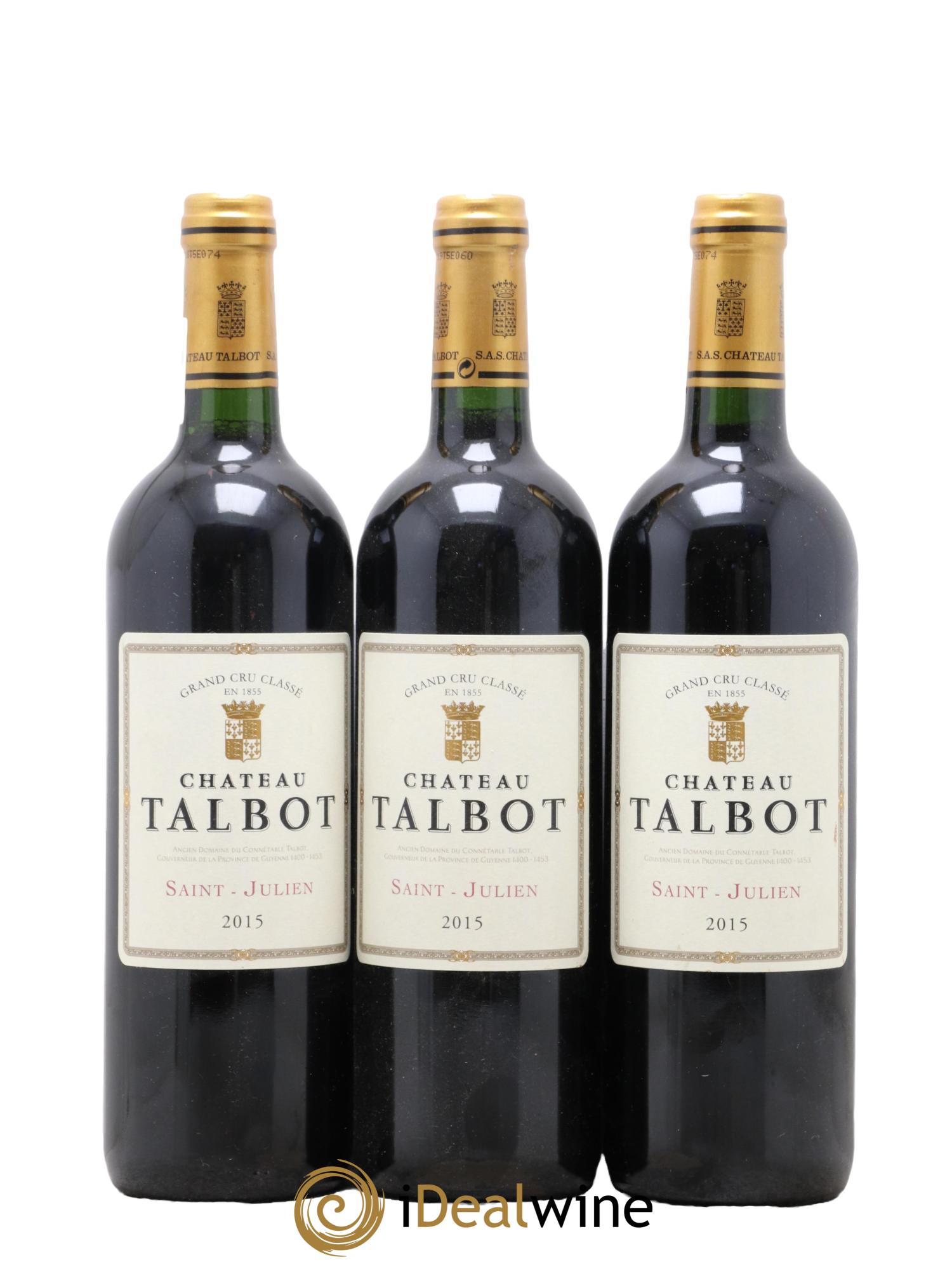 Château Talbot 4ème Grand Cru Classé 2015 - Posten von 3 Flaschen - 0