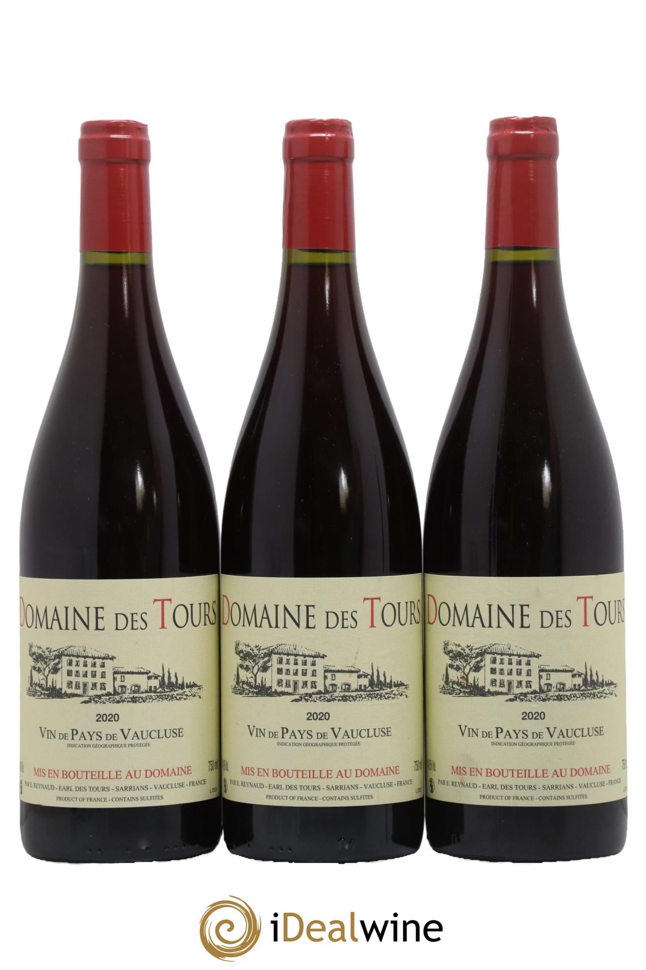 IGP Vaucluse (Vin de Pays de Vaucluse) Domaine des Tours Emmanuel Reynaud 2020 - Lot de 3 bouteilles - 0