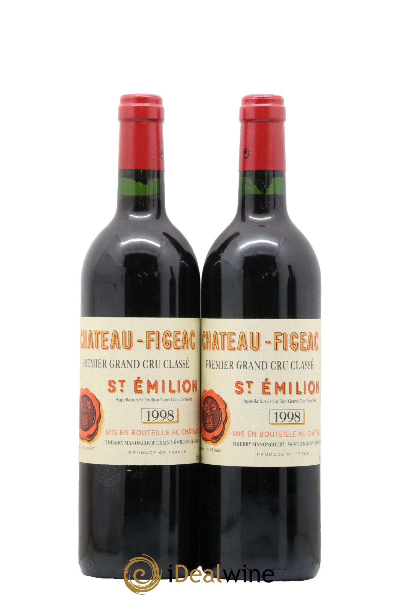 Château Figeac 1er Grand Cru Classé A 1998 - Lotto di 2 bottiglie - 0