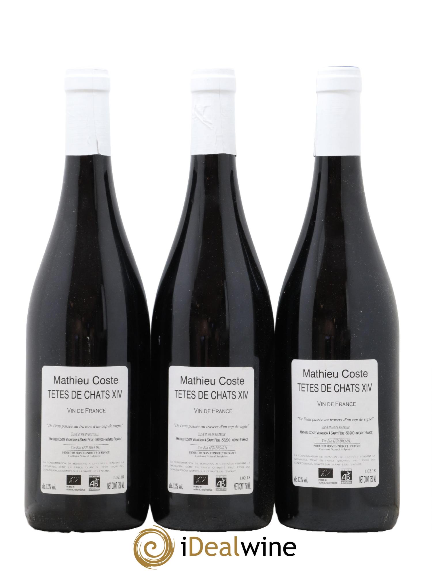 Vin de France Tetes De Chats Mathieu Coste 2014 - Lot de 3 bouteilles - 1