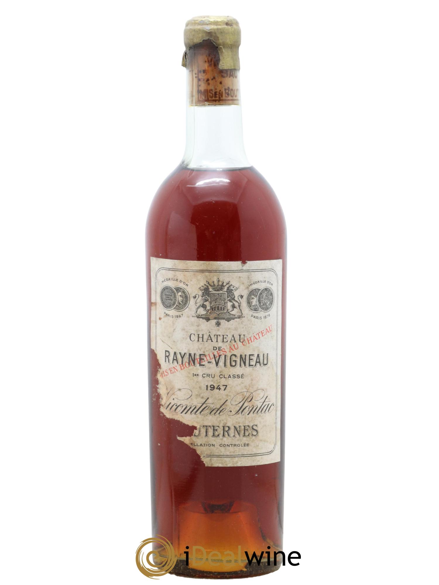 Château de Rayne Vigneau 1er Grand Cru Classé  1947 - Posten von 1 Flasche - 0