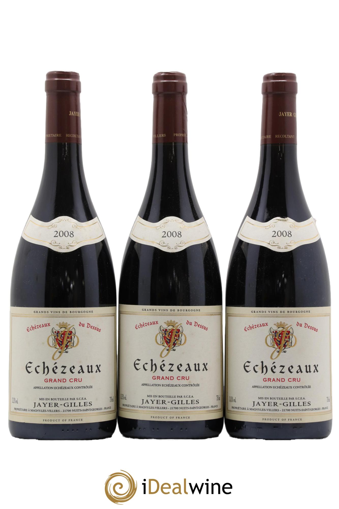 Echezeaux Grand Cru Du Dessus Hoffmann-Jayer (anciennement Jayer-Gilles)  2008 - Lotto di 3 bottiglie - 0