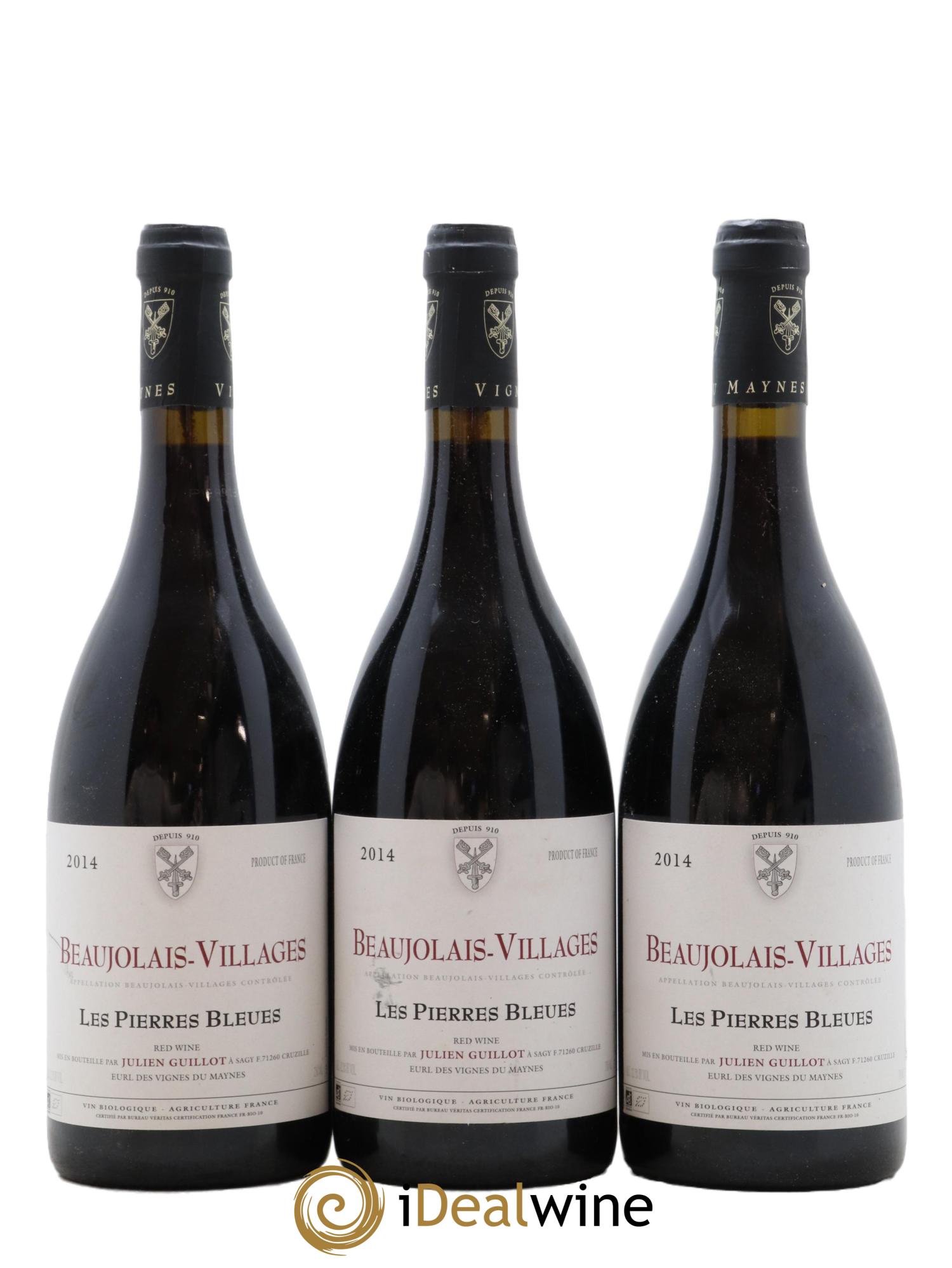 Beaujolais Villages Les Pierres Bleues Julien Guillot 2014 - Lot de 3 bouteilles - 0