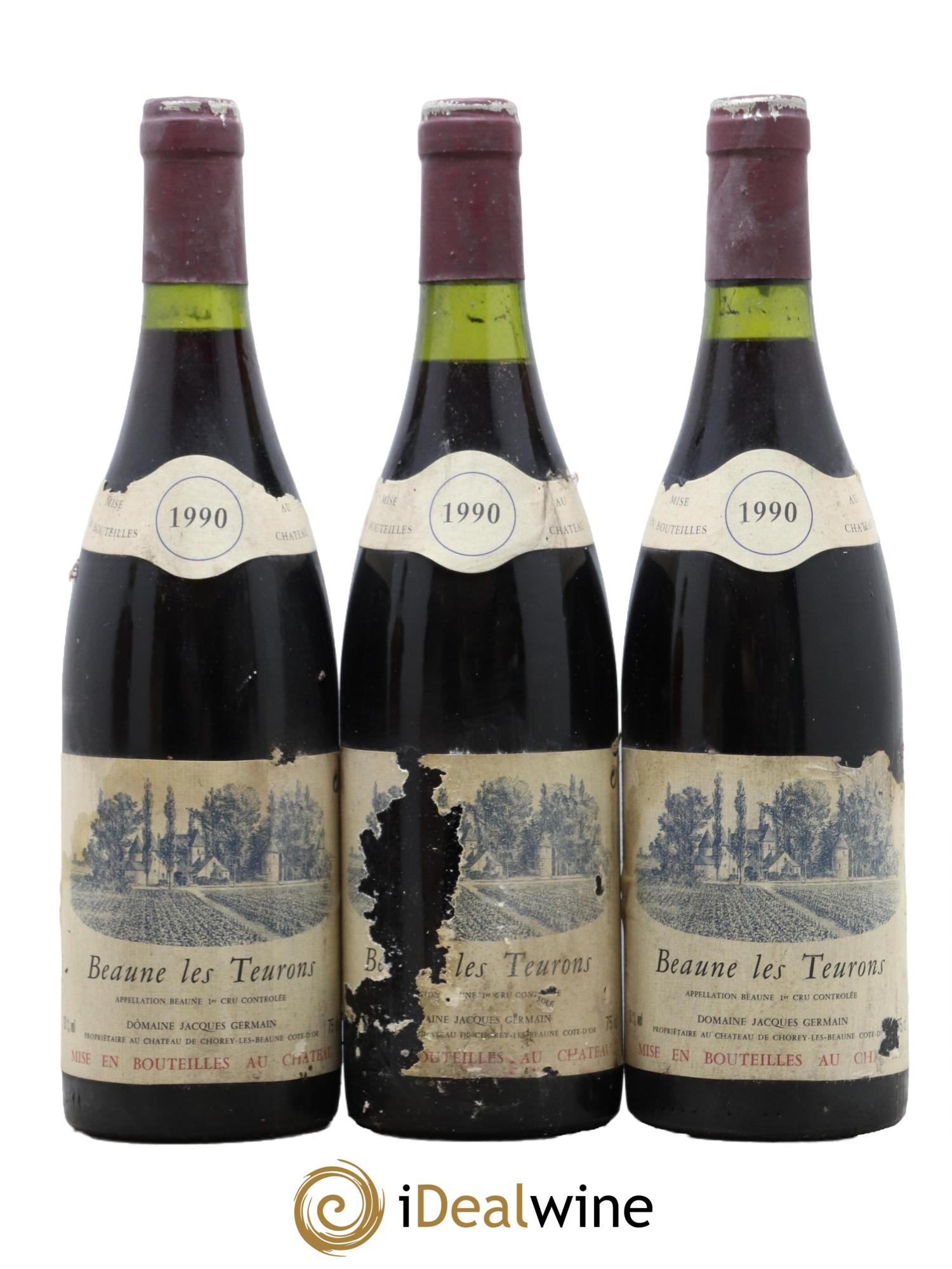 Beaune 1er Cru Teurons F Germain 1990 - Lot of 3 bottles - 0