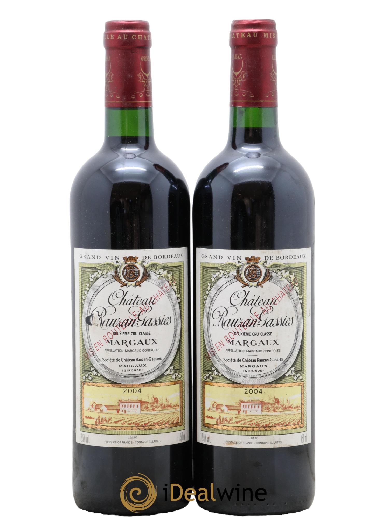 Château Rauzan-Gassies 2ème Grand Cru Classé  2004 - Posten von 2 Flaschen - 0