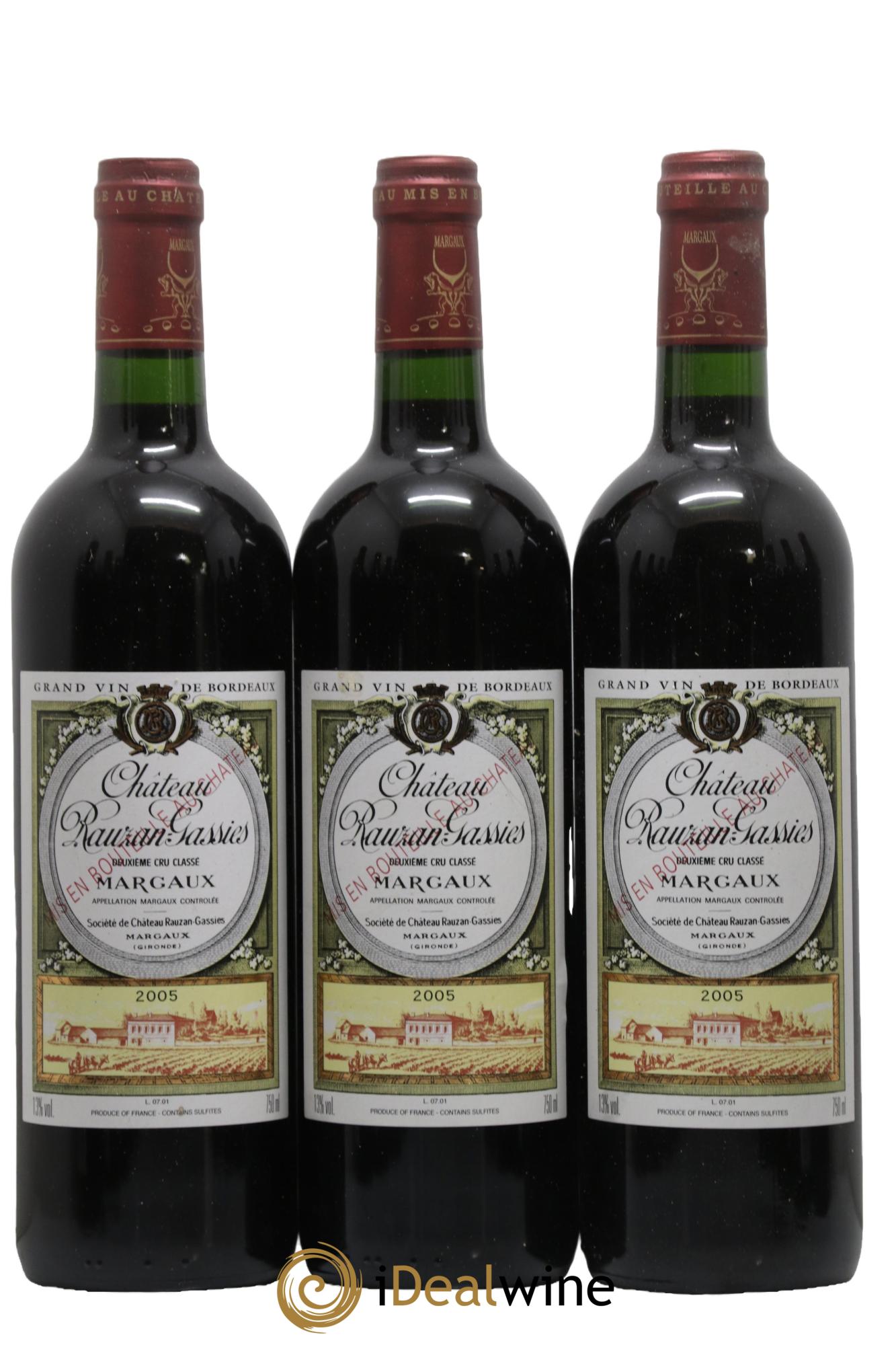 Château Rauzan-Gassies 2ème Grand Cru Classé 2005 - Lot de 12 bouteilles - 1