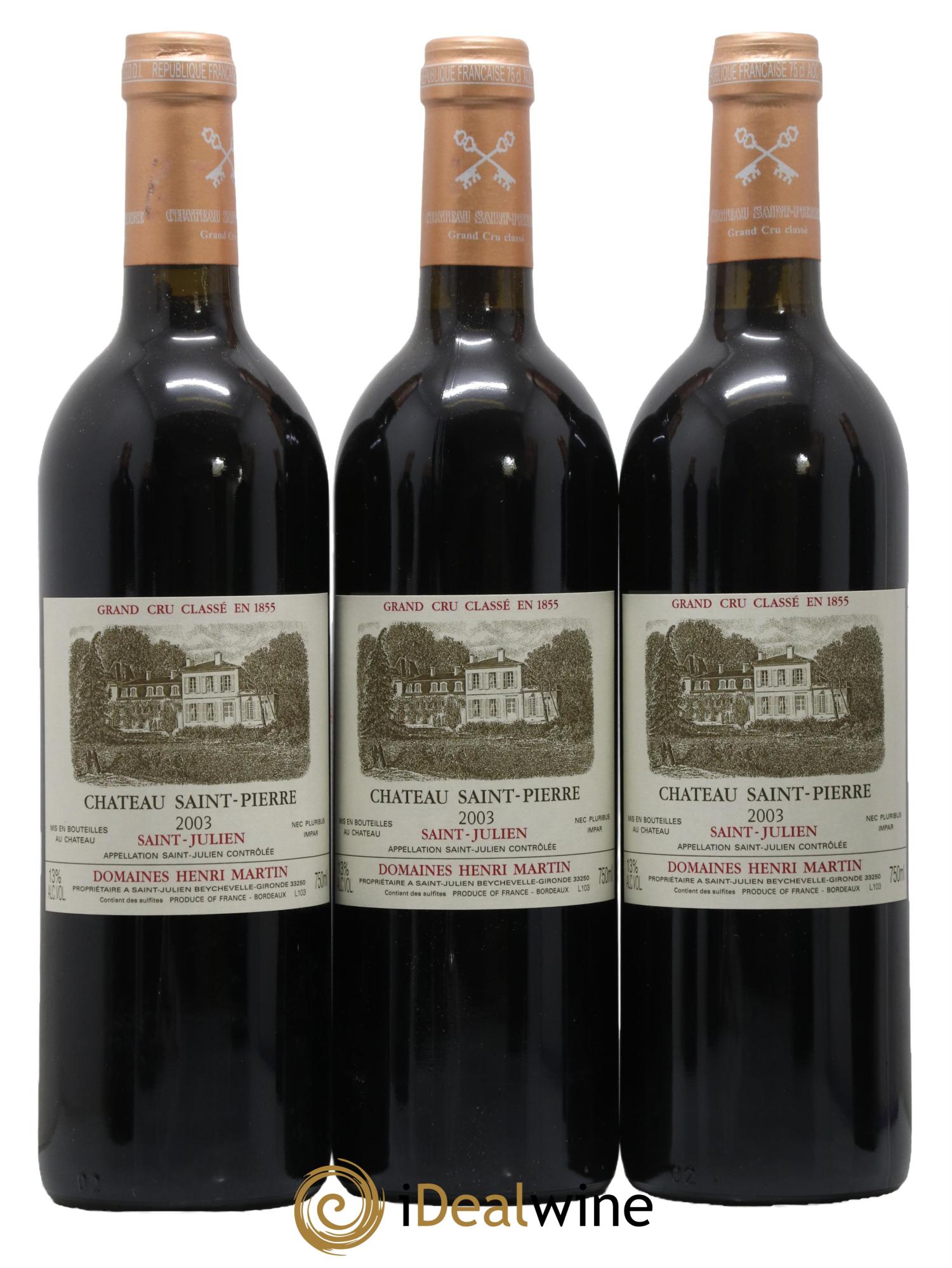 Château Saint-Pierre 4ème Grand Cru Classé 2003 - Posten von 6 Flaschen - 1