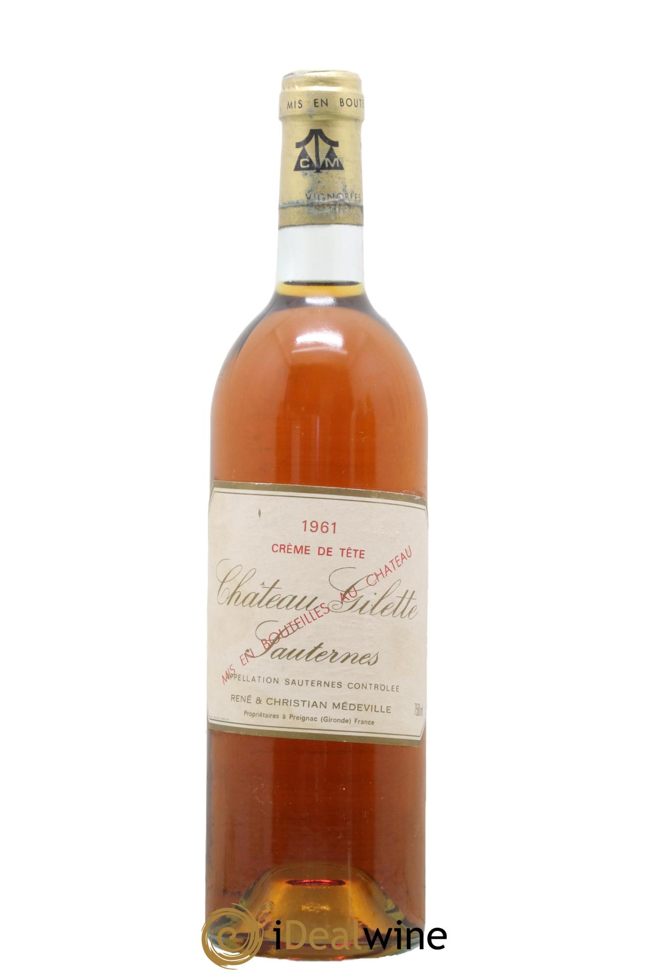 Château Gilette - Crème de Tête Grande Réserve 1961 - Lot de 1 bouteille - 0