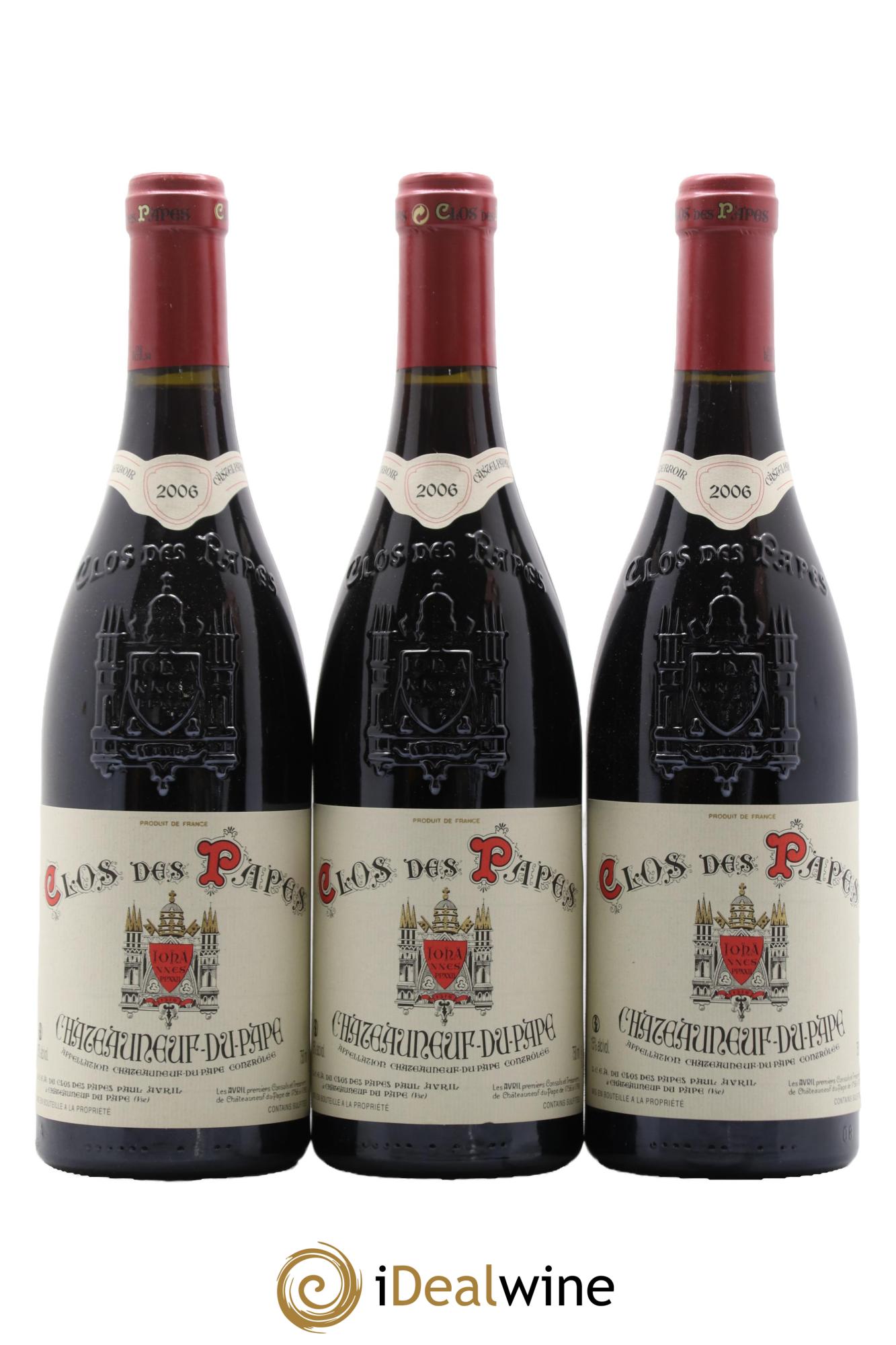 Châteauneuf-du-Pape Clos des Papes - Paul Avril 2006 - Lot de 3 bouteilles - 0