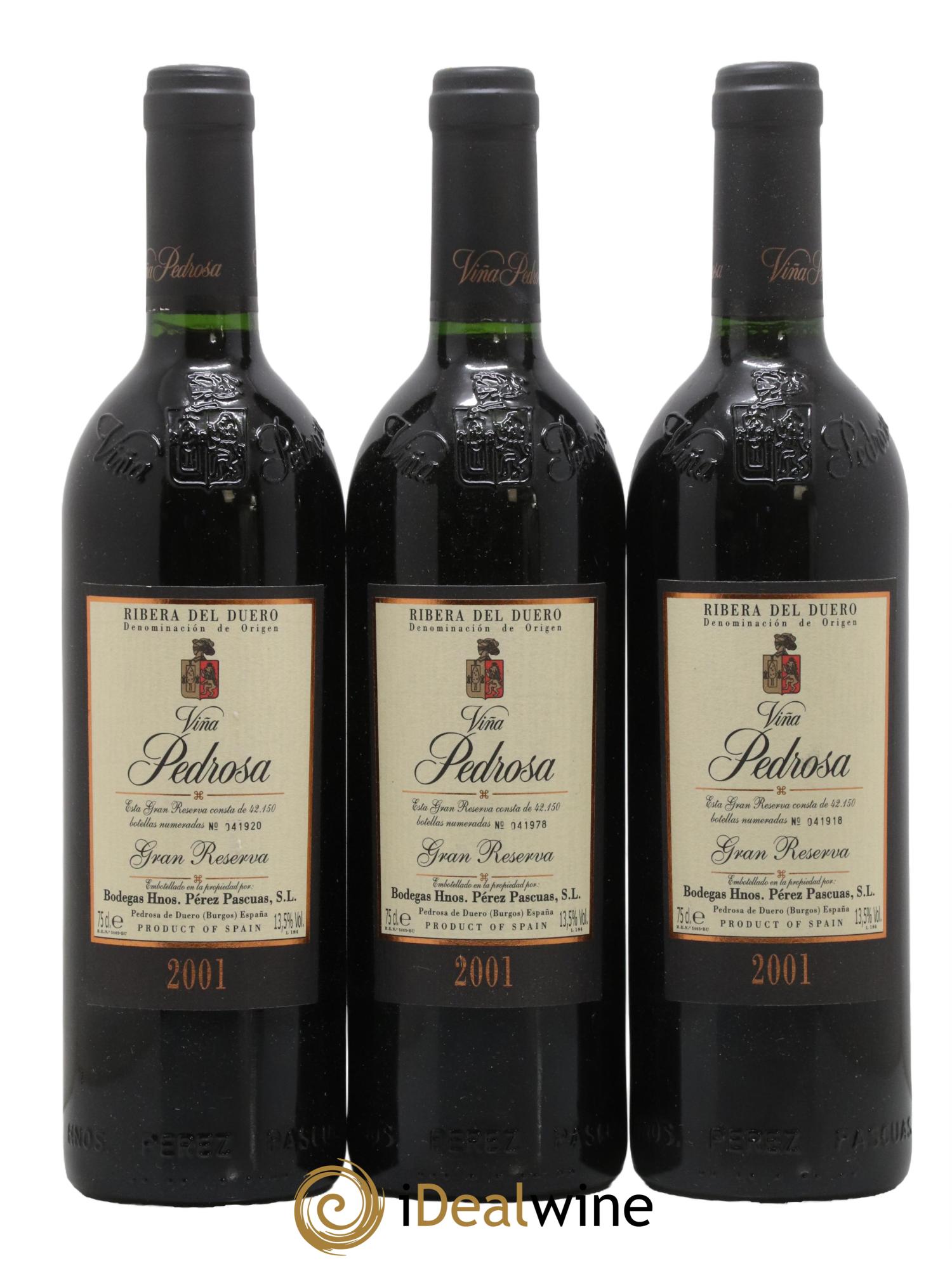 Ribera Del Duero DO Vina Pedrosa Gran Reserva Perez Pascuas 2001 - Lotto di 3 bottiglie - 0