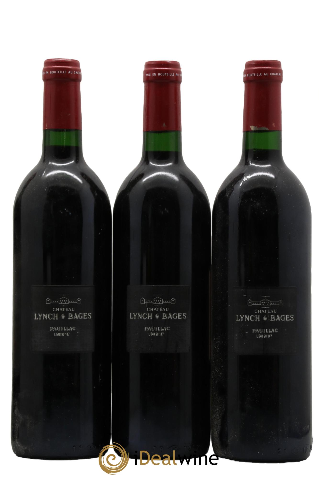 Château Lynch Bages 5ème Grand Cru Classé 1990 - Posten von 3 Flaschen - 1