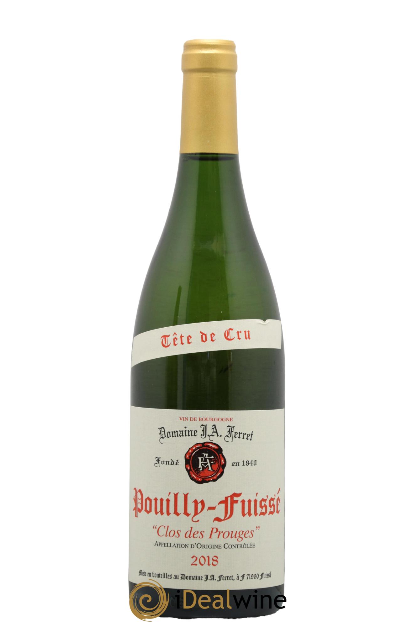 Pouilly-Fuissé Tête de Cru Clos des Prouges J.A. Ferret (Domaine) 2018 - Posten von 1 Flasche - 0