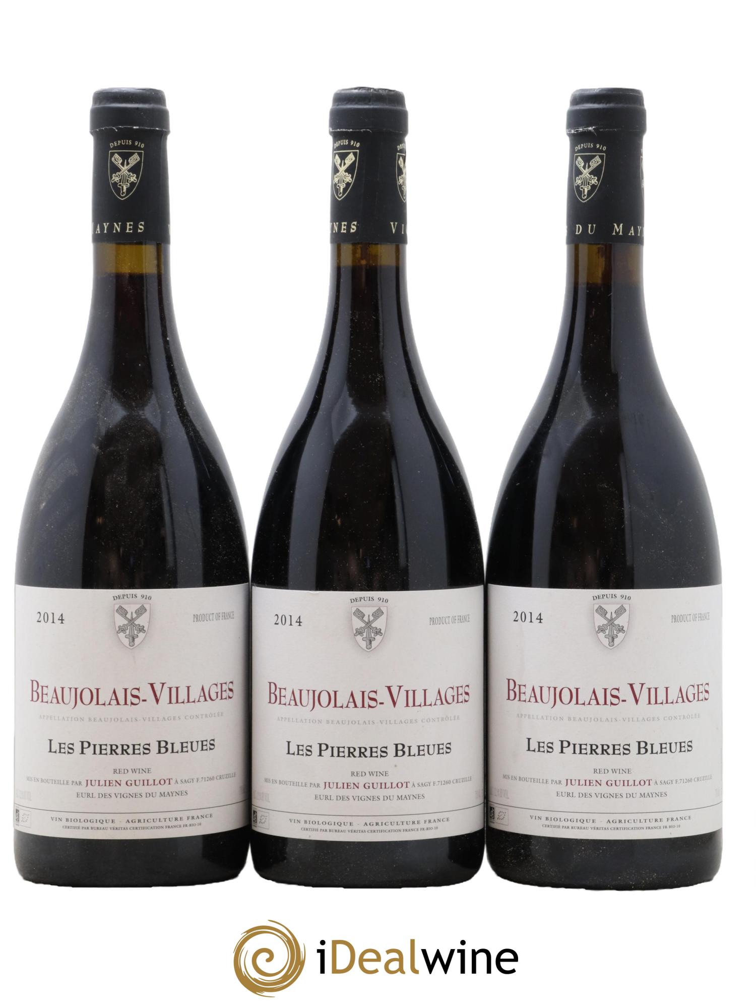 Beaujolais Villages Les Pierres Bleues Julien Guillot 2014 - Lot of 3 bottles - 0