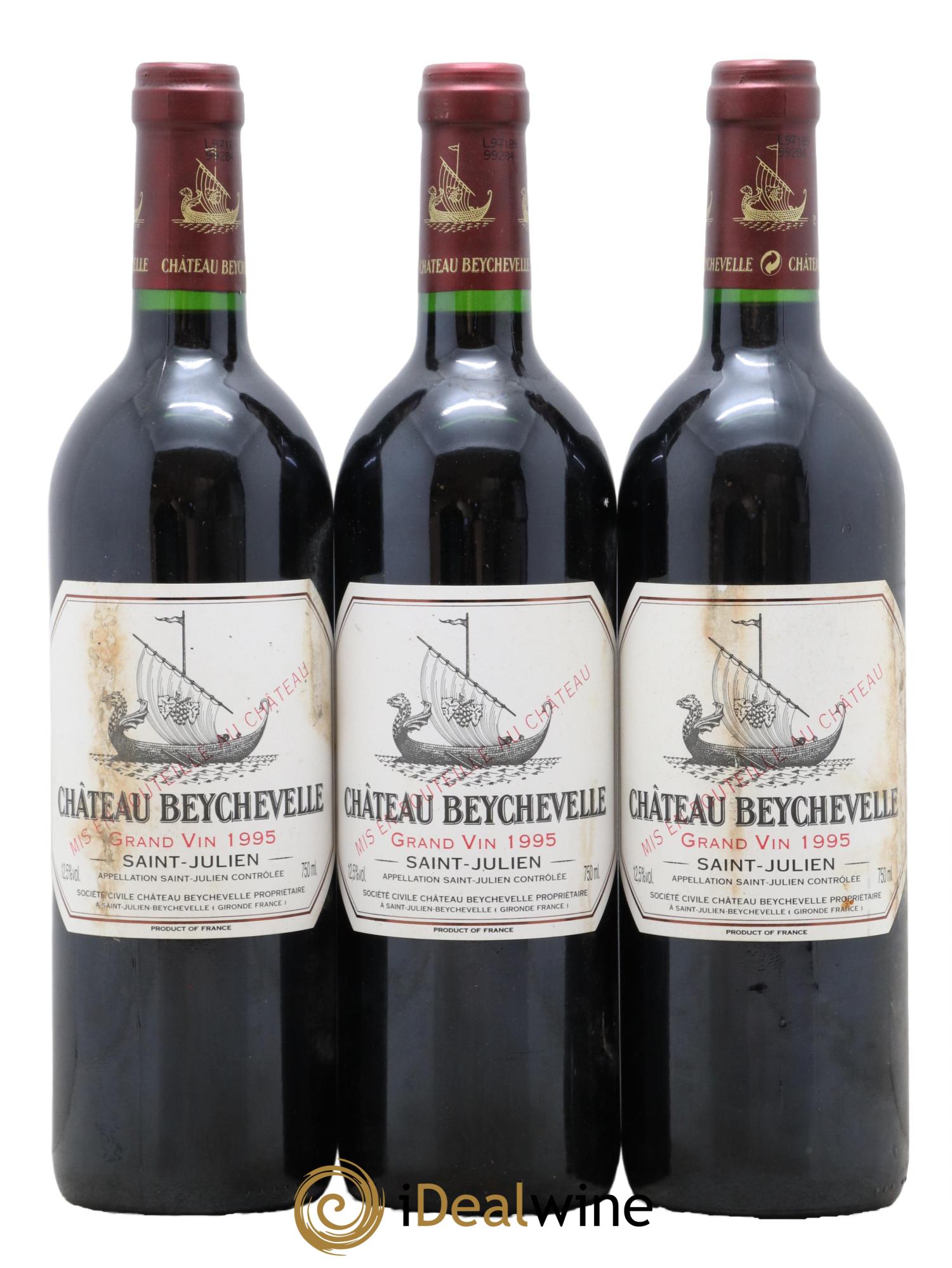 Château Beychevelle 4ème Grand Cru Classé  1995 - Posten von 3 Flaschen - 0