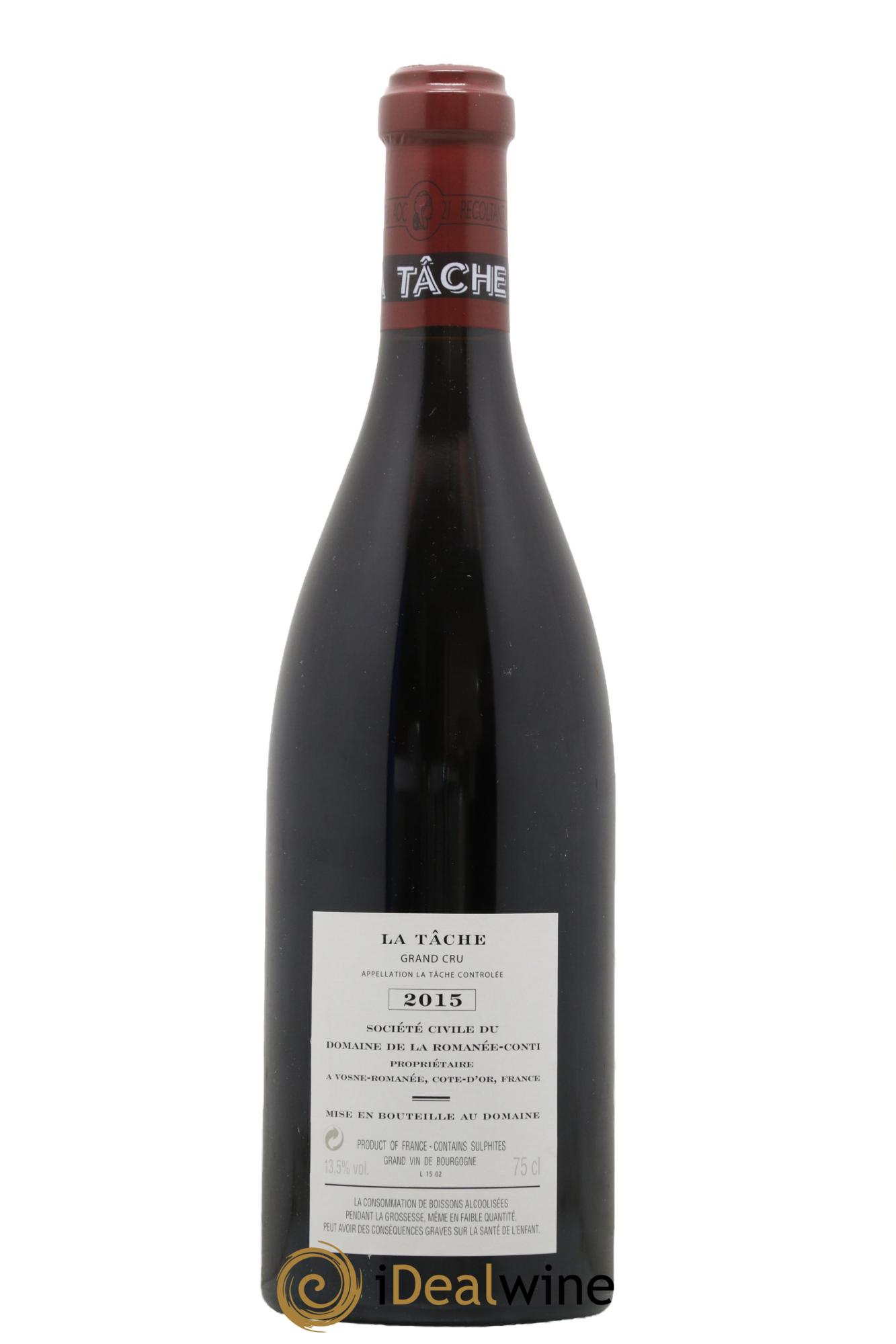 La Tâche Grand Cru Domaine de la Romanée-Conti 2015 - Lot de 1 bouteille - 1