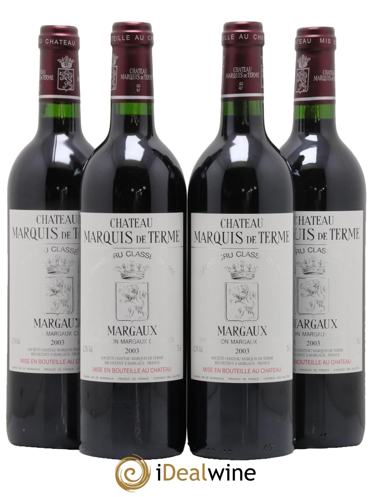 Château Marquis de Terme 4ème Grand Cru Classé 2003 - Lot de 4 bouteilles - 0