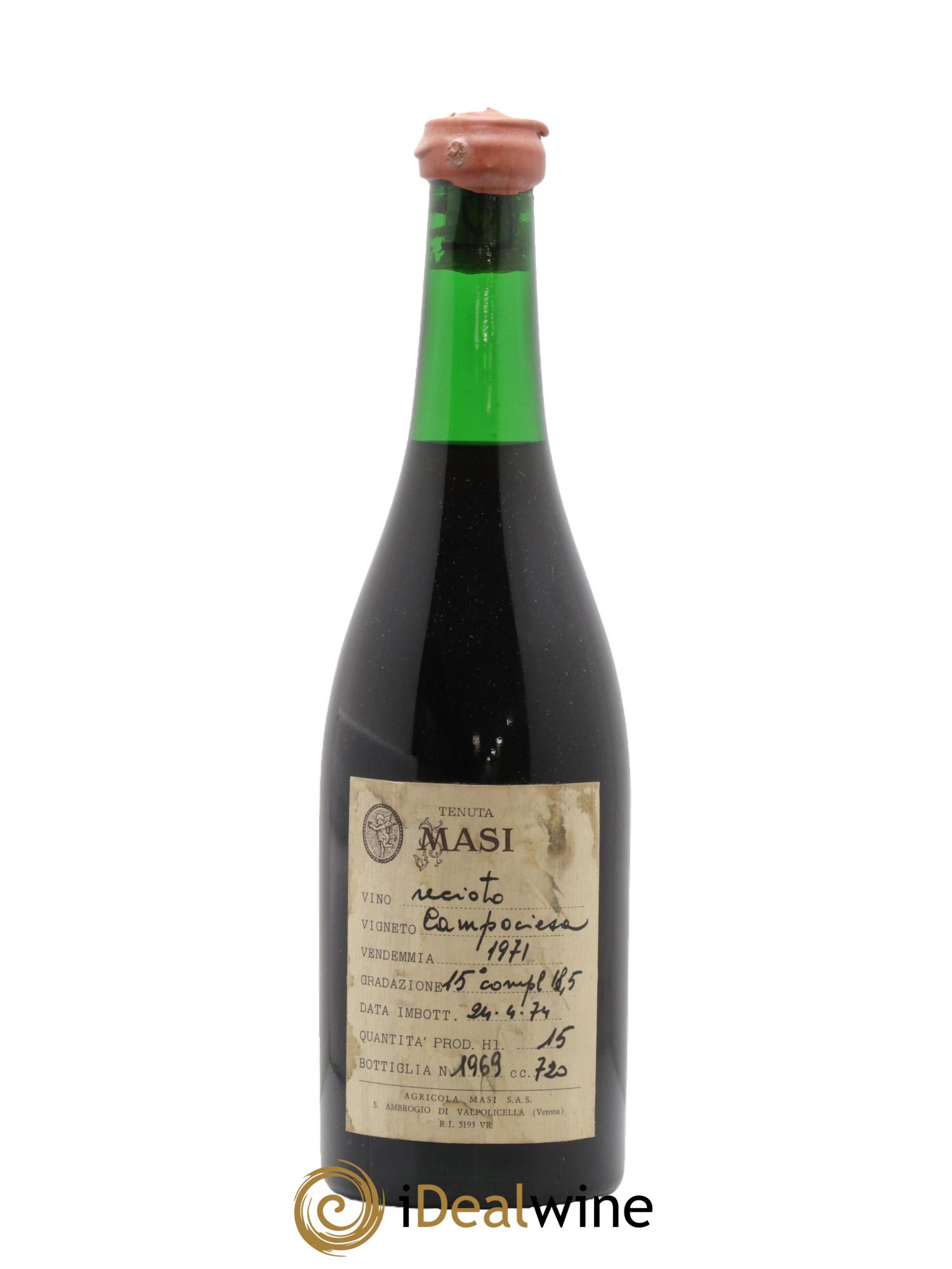 Vénétie Recioto della Valpolicella Classico Campociesa Masi 1971 - Lot de 1 bouteille - 0