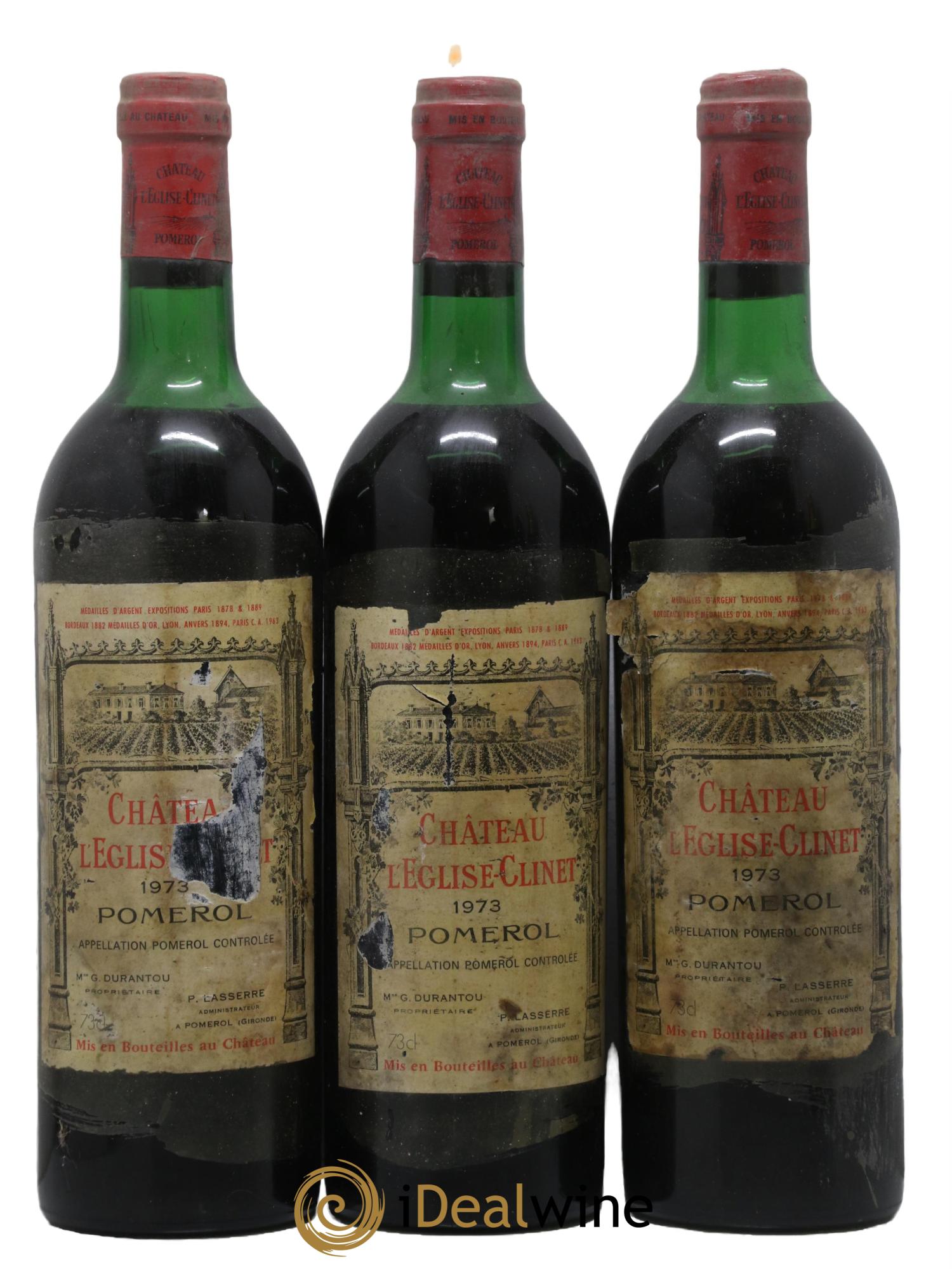 Château l' Église Clinet 1973 - Lot de 3 bouteilles - 0