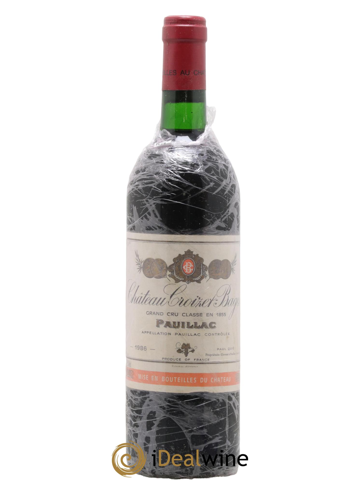 Château Croizet Bages 5ème Grand Cru Classé 1986 - Posten von 1 Flasche - 0