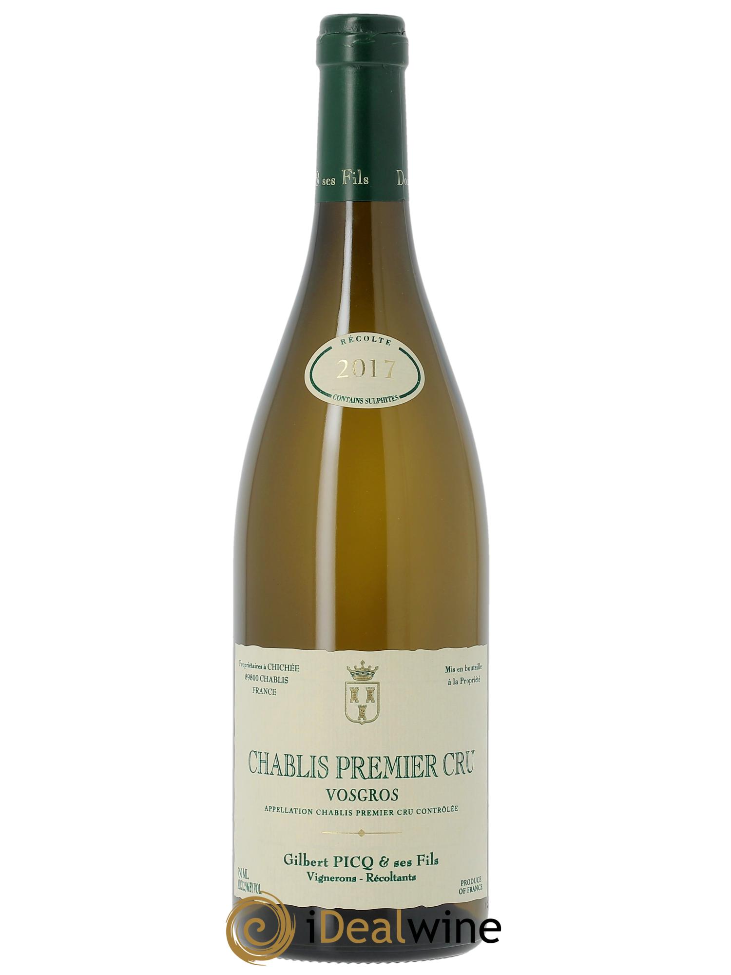 Chablis 1er Cru Vosgros Gilbert Picq et Fils   2017 - Lot de 1 bouteille - 0