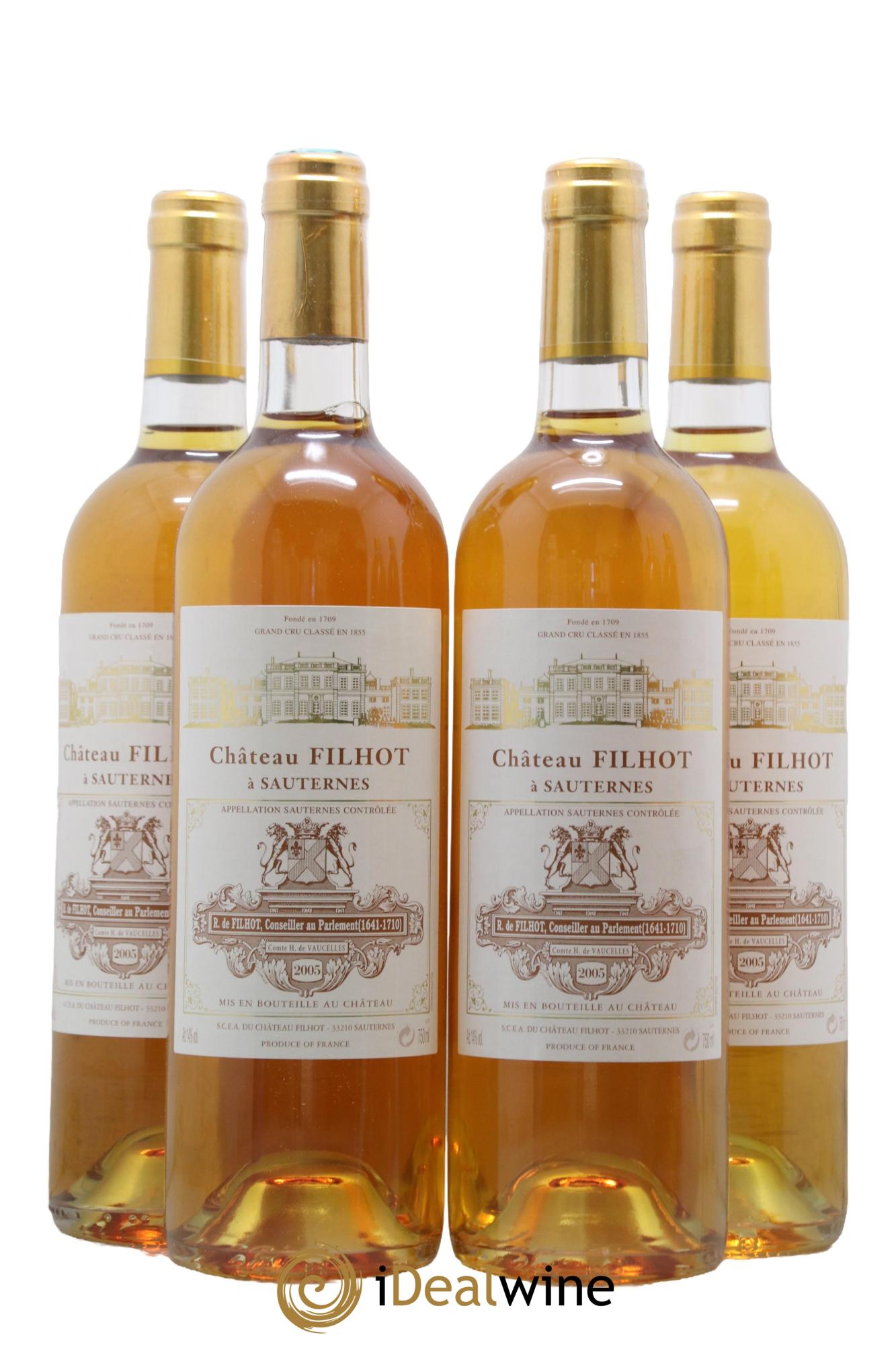 Château Filhot 2ème Grand Cru Classé 2005 - Lot de 4 bouteilles - 0