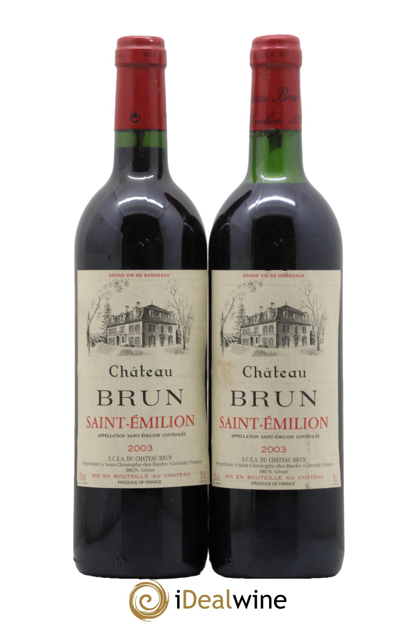 Saint-Émilion Chateau Brun 2003 - Lot de 2 bouteilles - 0