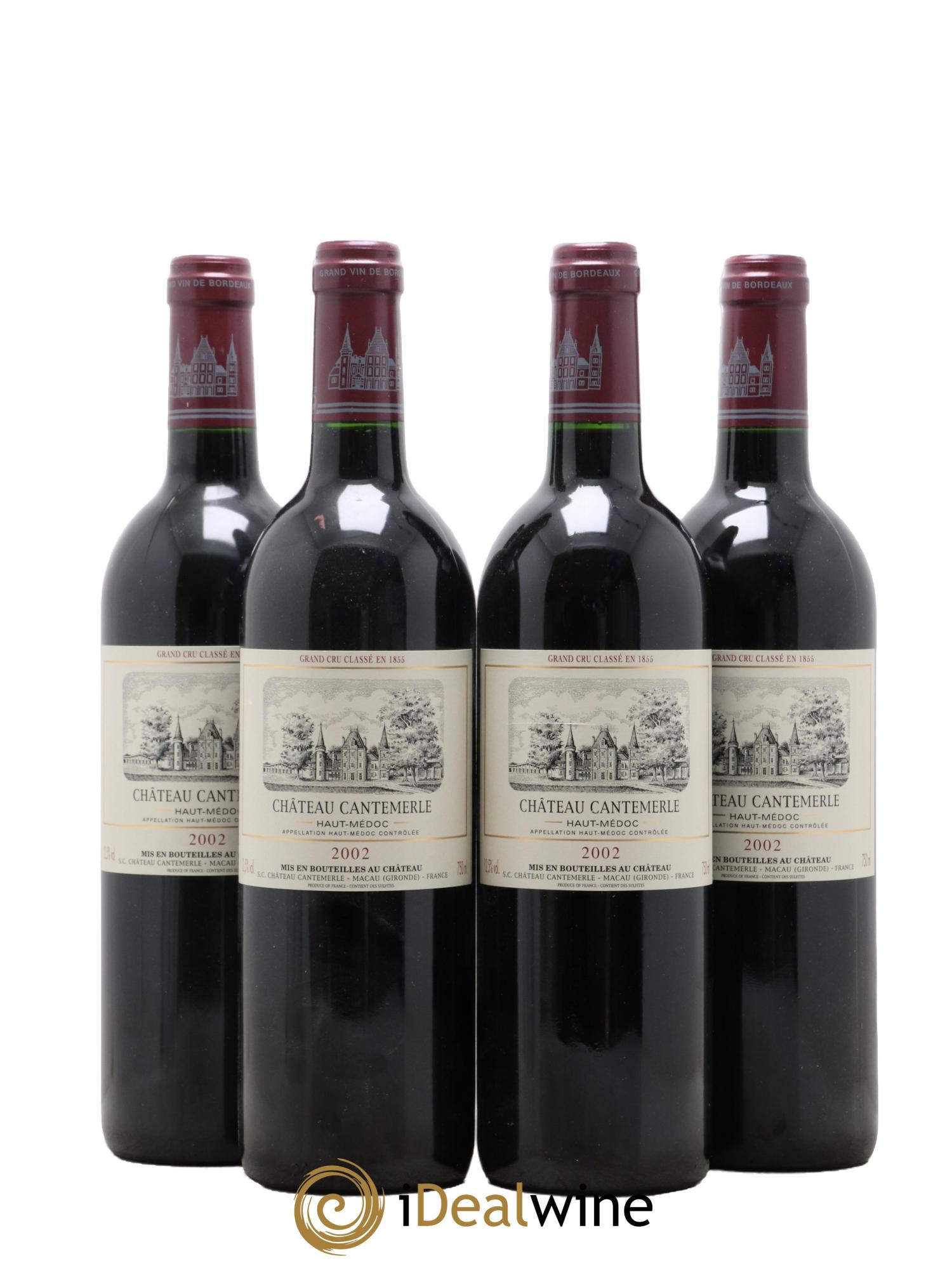 Château Cantemerle 5ème Grand Cru Classé 2002 - Lot de 4 bouteilles - 0