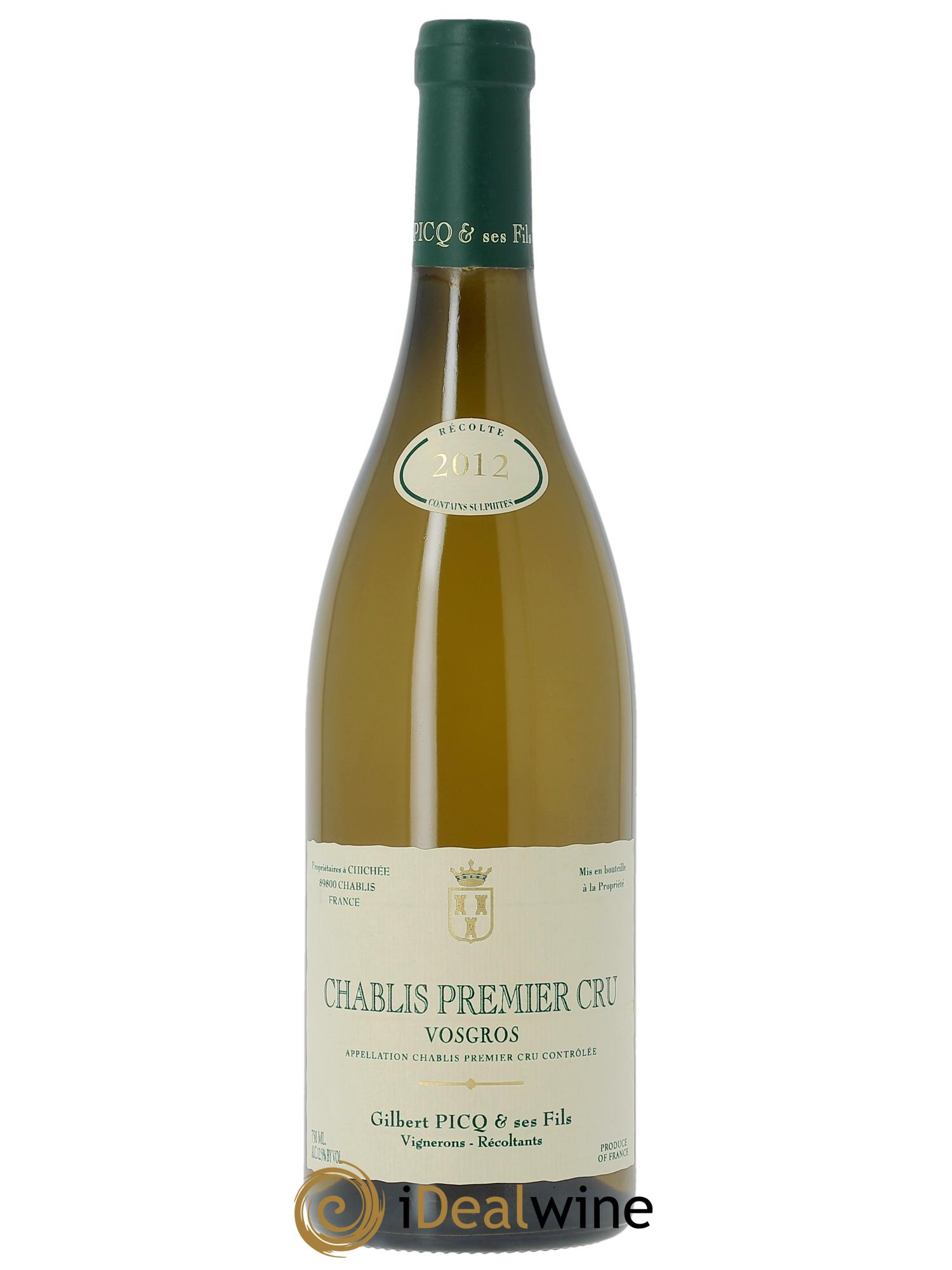 Chablis 1er Cru Vosgros Gilbert Picq et Fils  2012 - Posten von 1 Flasche - 0