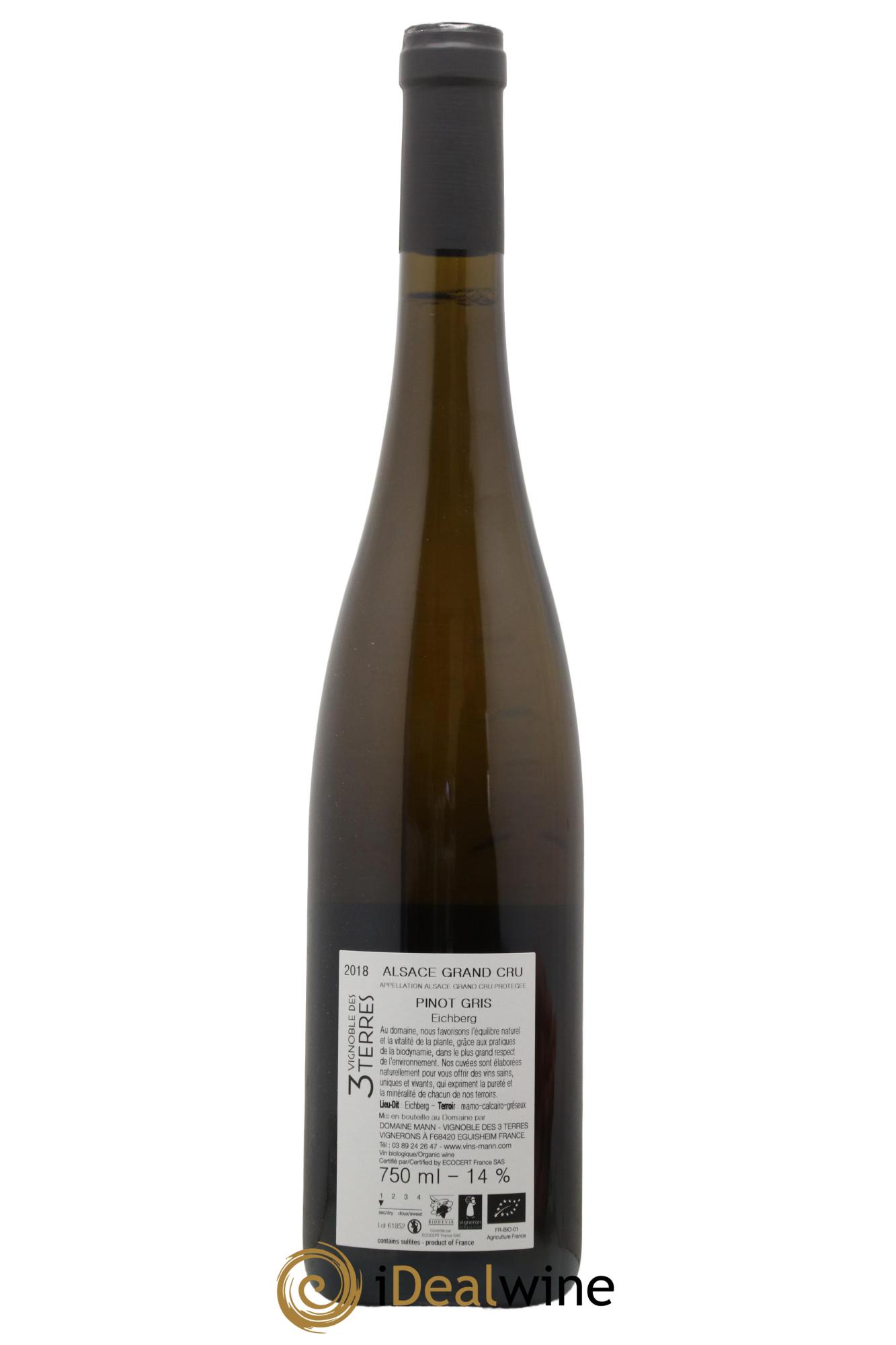 Alsace Pinot Gris Grand Cru Eichberg Vignoble des 3 Terres Domaine Albert Mann 2018 - Posten von 1 Flasche - 1