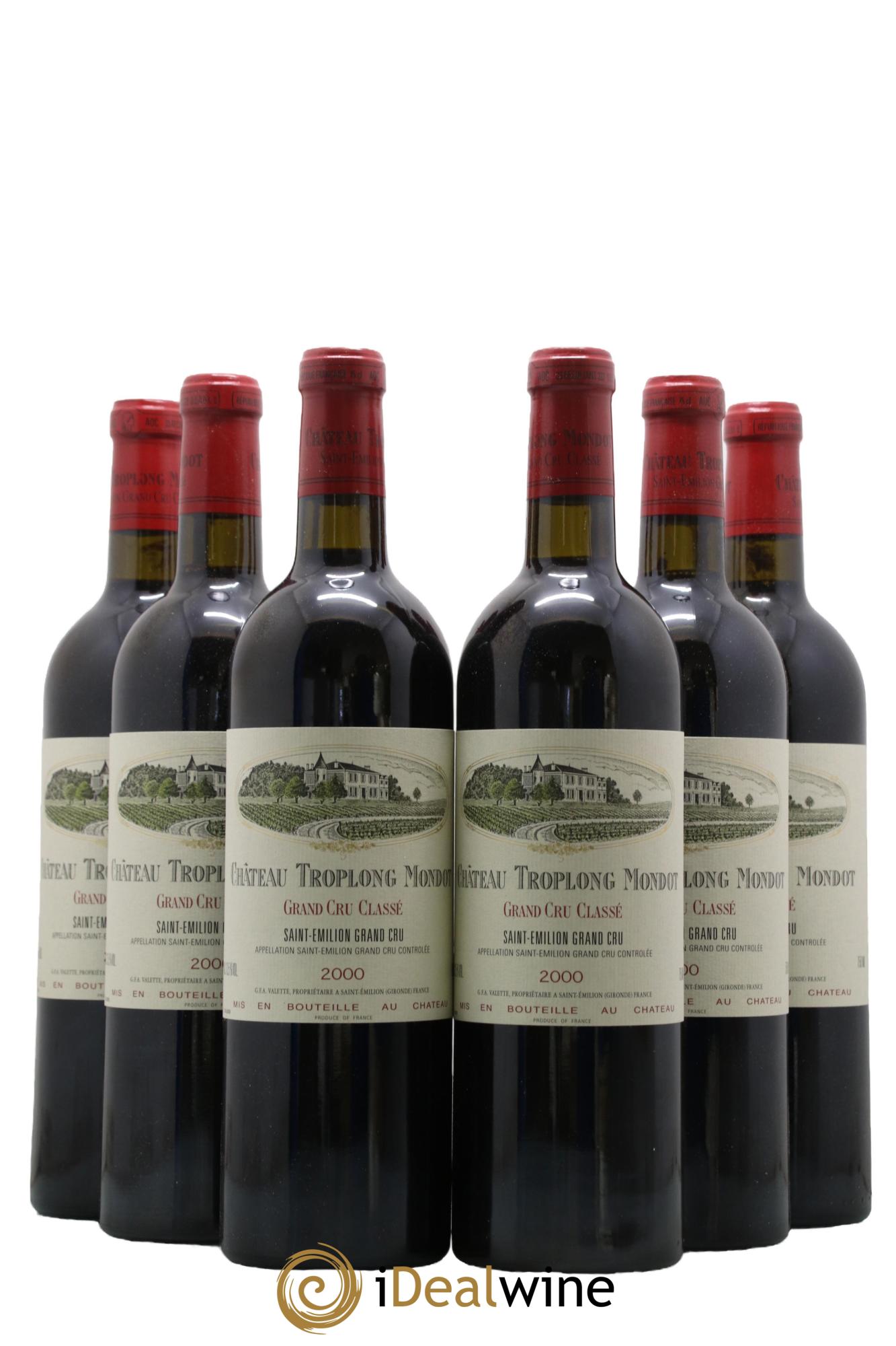 Château Troplong Mondot 1er Grand Cru Classé B 2000 - Lot de 6 bouteilles - 0