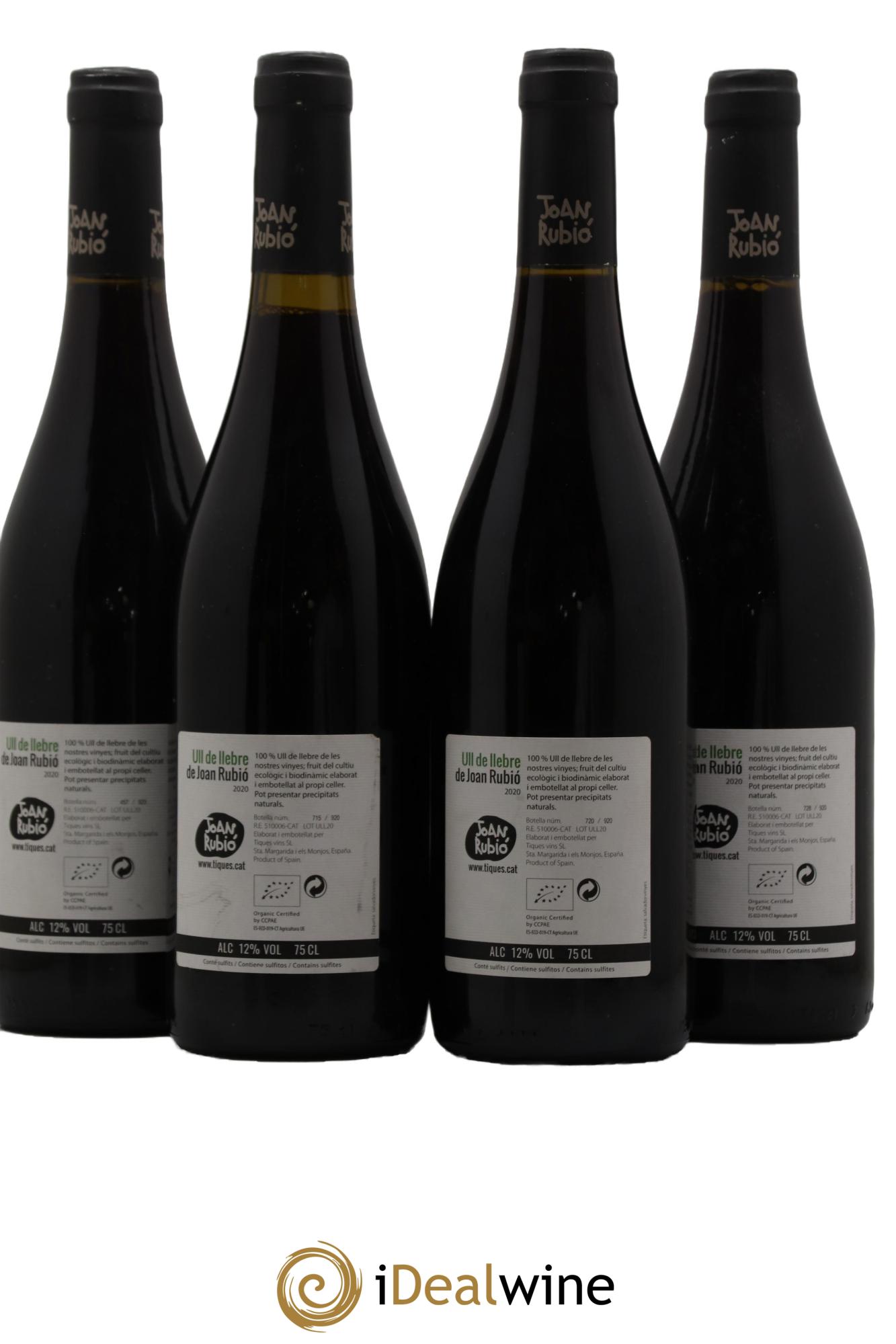 Espagne Ull de Llebre Joan Rubio 2020 - Lot of 4 bottles - 1