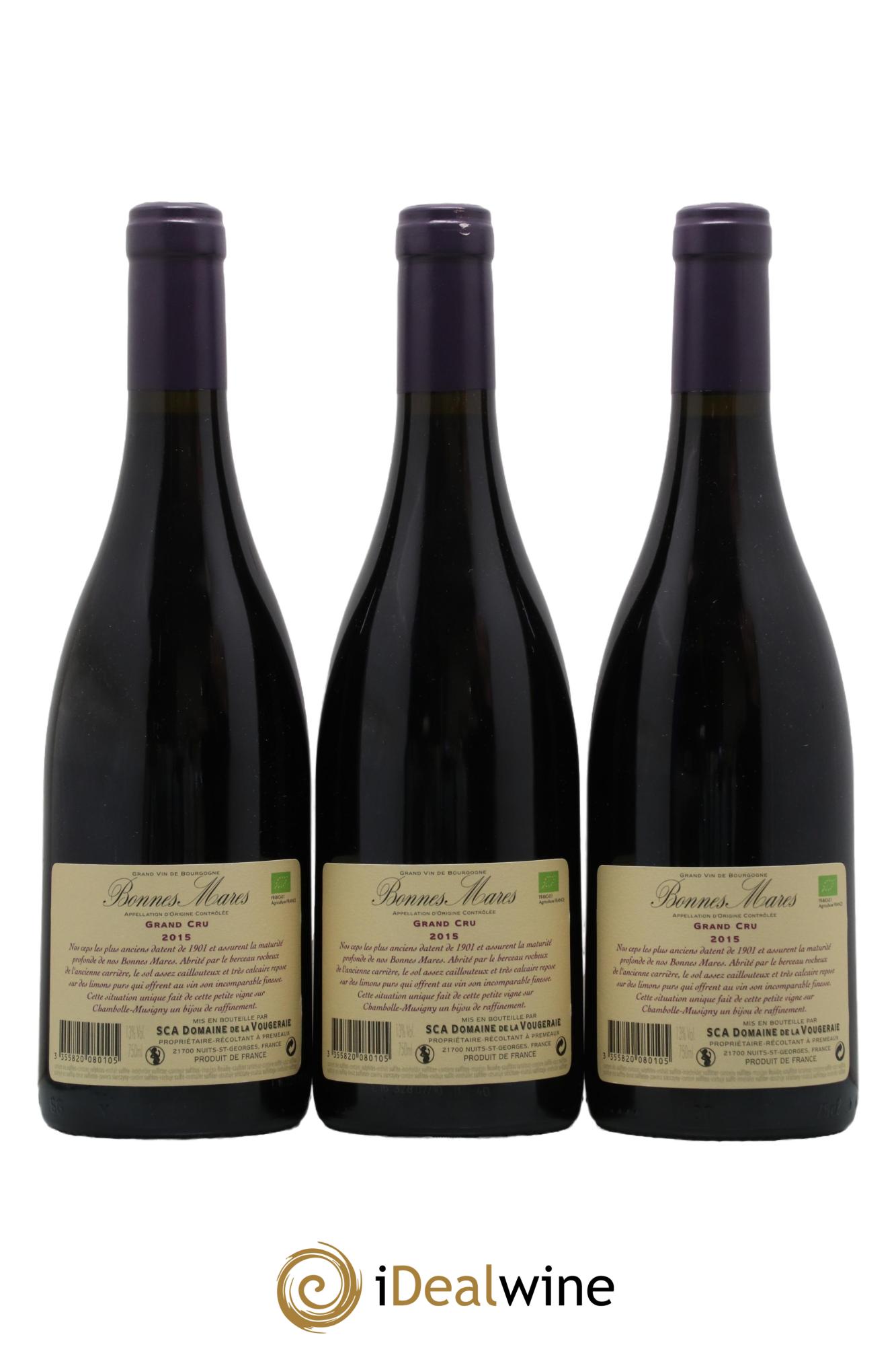 Bonnes-Mares Grand Cru La Vougeraie 2015 - Lotto di 3 bottiglie - 1